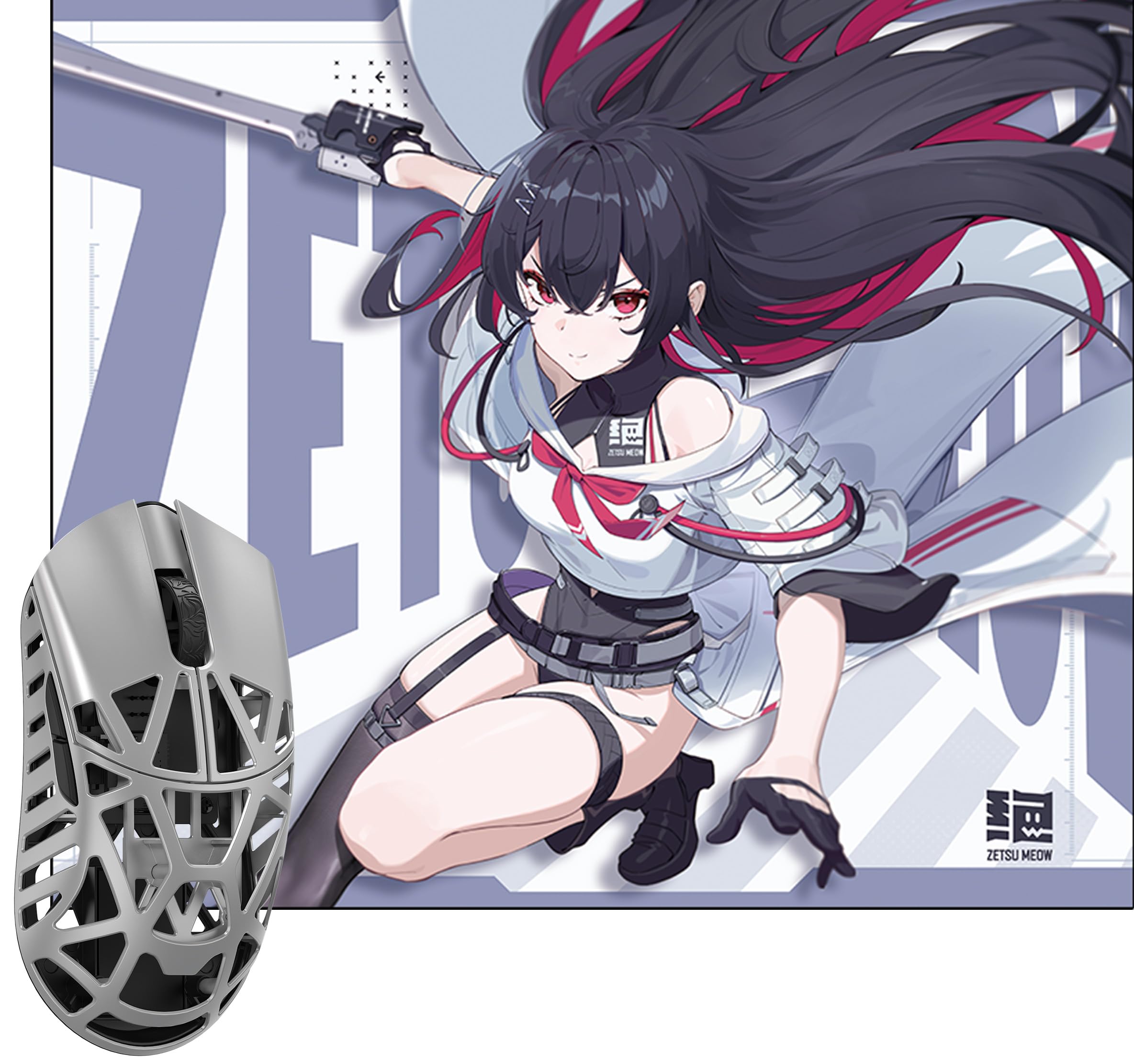 WLMOUSE Beast X Mini Pro Magnesium Gaming Mouse Silver OM Switch Side Slits ZETSUMEOW REN Yaiba Mouse Pad