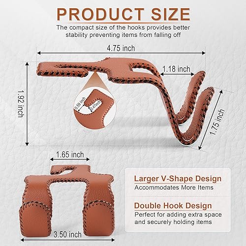 Miniatura 8 de LivTee Gancho de cuero superior mejorado para reposacabezas del asiento del automóvil, 2 en 1, gancho para asiento de automóvil, accesorios