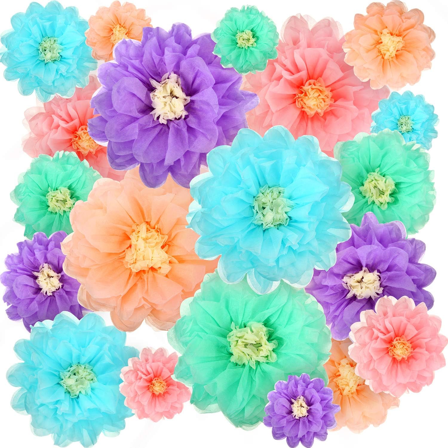 Gejoy 20 Pieces Paper Flower Tissue Paper Chrysanth Flowers