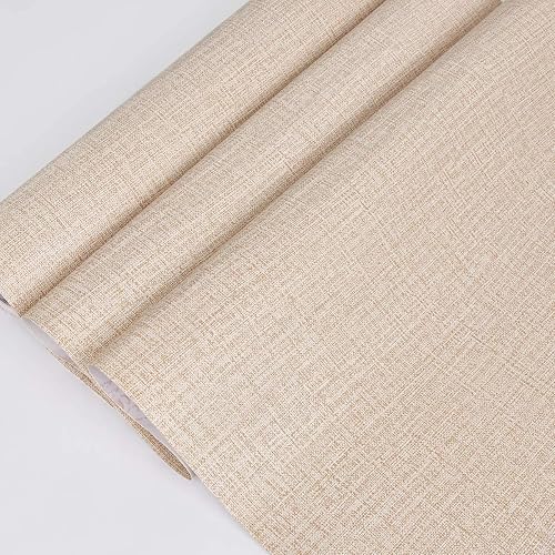 Miniatura 8 de Mecpar Papel de contacto caqui de 177 x 118 pulgadas papel pintado de lino sintético texturizado color caqui neutro extraíble autoadhesivo para