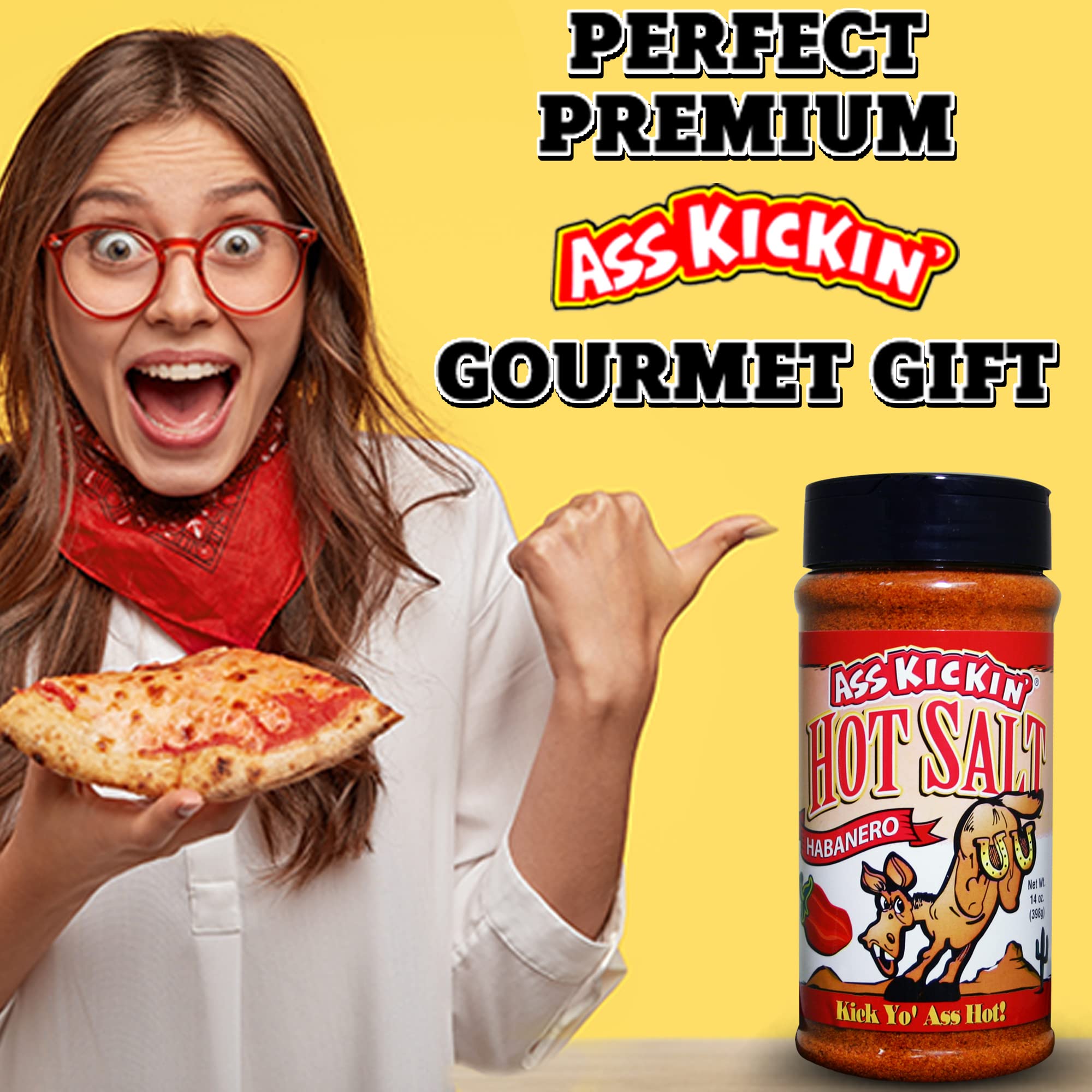 Kickin' Épicez votre vie avec notre sel piquant à l'habanero premium - Infusion de saveurs ardentes pour chaque plat - Bouteille à saupoudrer de 14 oz