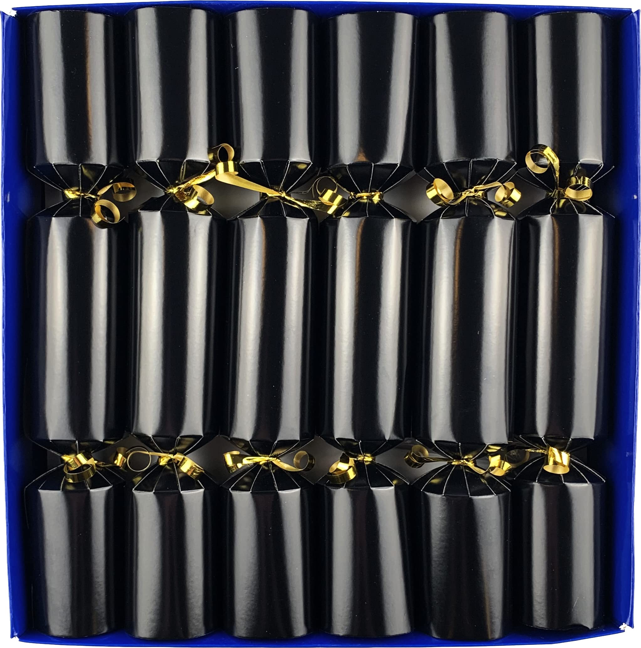 Crackers Ltd Black Fill Your Own Christmas Box Of 12 With Gold Trim And Tags
