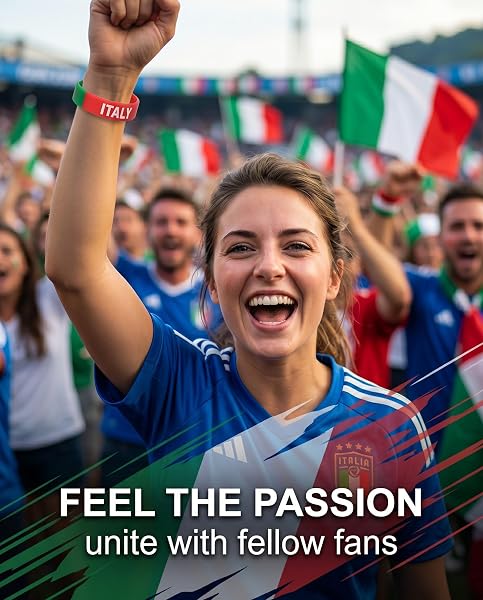 TISCH Braccialetti Italia 10 Pezzi, Silicone Bandiera Italiana per Mondiale 2026. Gadget Fan Calcio, Regalo per Tifosi Azzurri e Collezionisti. - 3