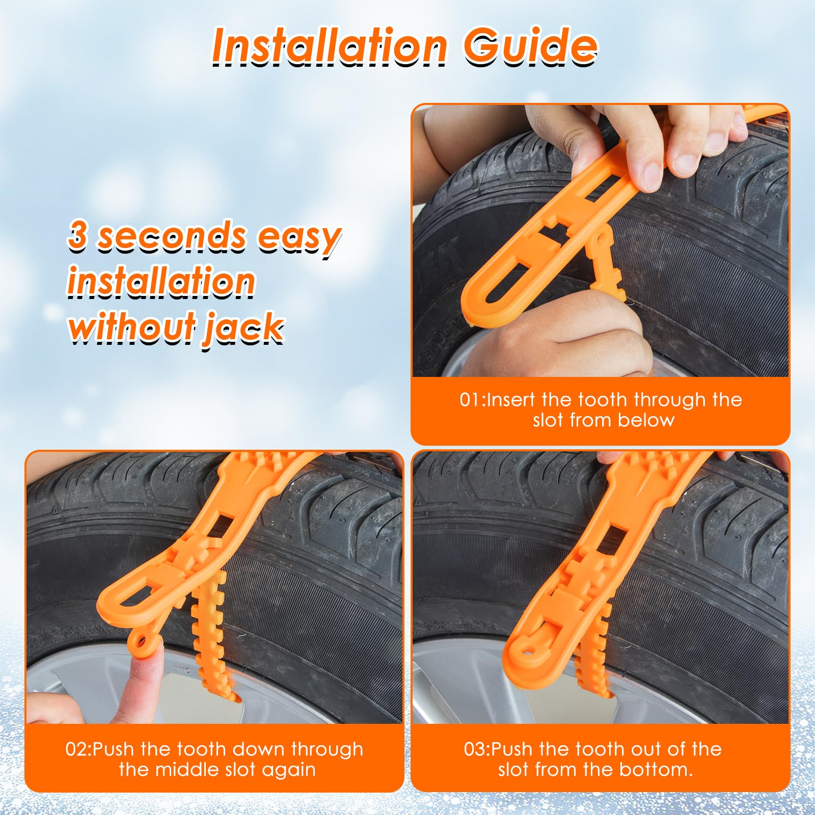 Cadenas de Nieve para Coche Ninonly 10Pcs Cadenas Nieve Universales para Vehículo Coche Camión SUV Ajustan para Neumáticos Ancho 165mm-255mm para Barro, Arena, Nieve, Hielo