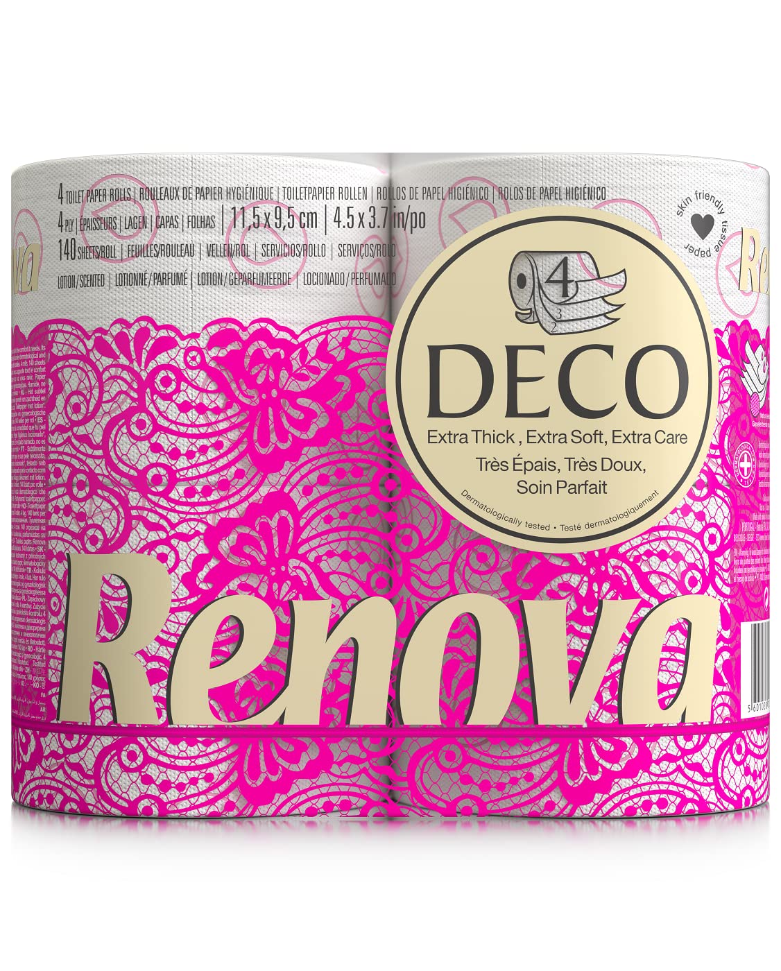 - Deco Toilet Paper 4 Rolls White (4 Ply) , Lotion and Perfumed , Tested Under Dermatological And Gynaecological Control, First time In INDIA
