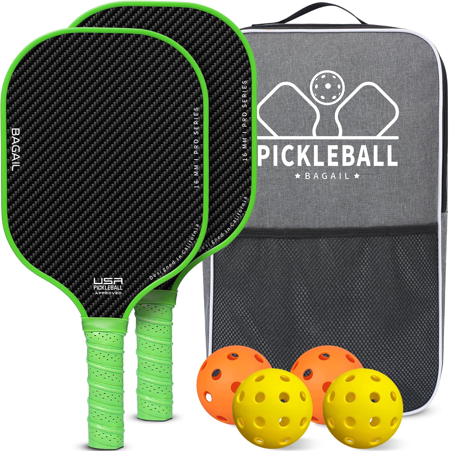 【新品】KiwiLabs ピックルボール パドル ケース付 USAPA認定 KiwiLabs Pickleball | Premium Carbon Fiber Pickleball Paddles