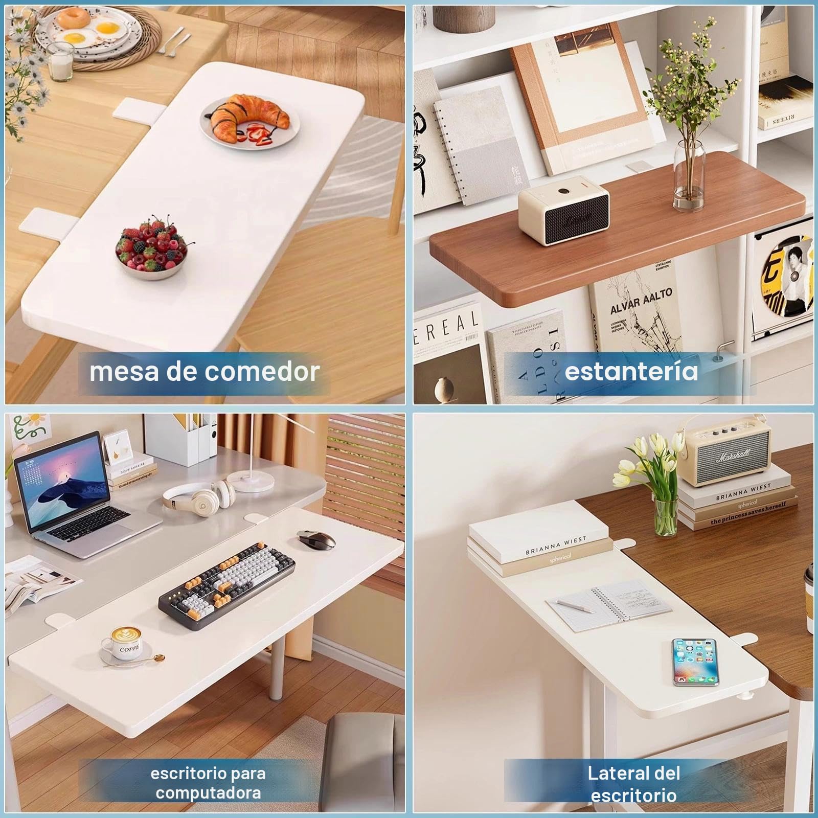 2 Piezas Soporte de Extensión de Escritorio Soporte Bandeja de Extensión de la Bandeja Plegable para Teclado con Pinza en C Ajustable para Escritorios y Mesa de Oficina Bricolaje (Blanco)