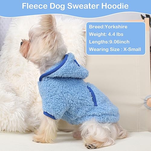 Miniatura 4 de Suéter ligero con capucha para perro con bolsillo, sudadera suave y cálida para cachorros, ropa de invierno para perros pequeños, forro polar