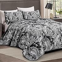 Vista 192 de DJY Juego de edredón de cachemira marrón, tamaño Queen, juego de colcha bohemia de 3 piezas, ropa de cama de microfibra suave y ligera con estampado