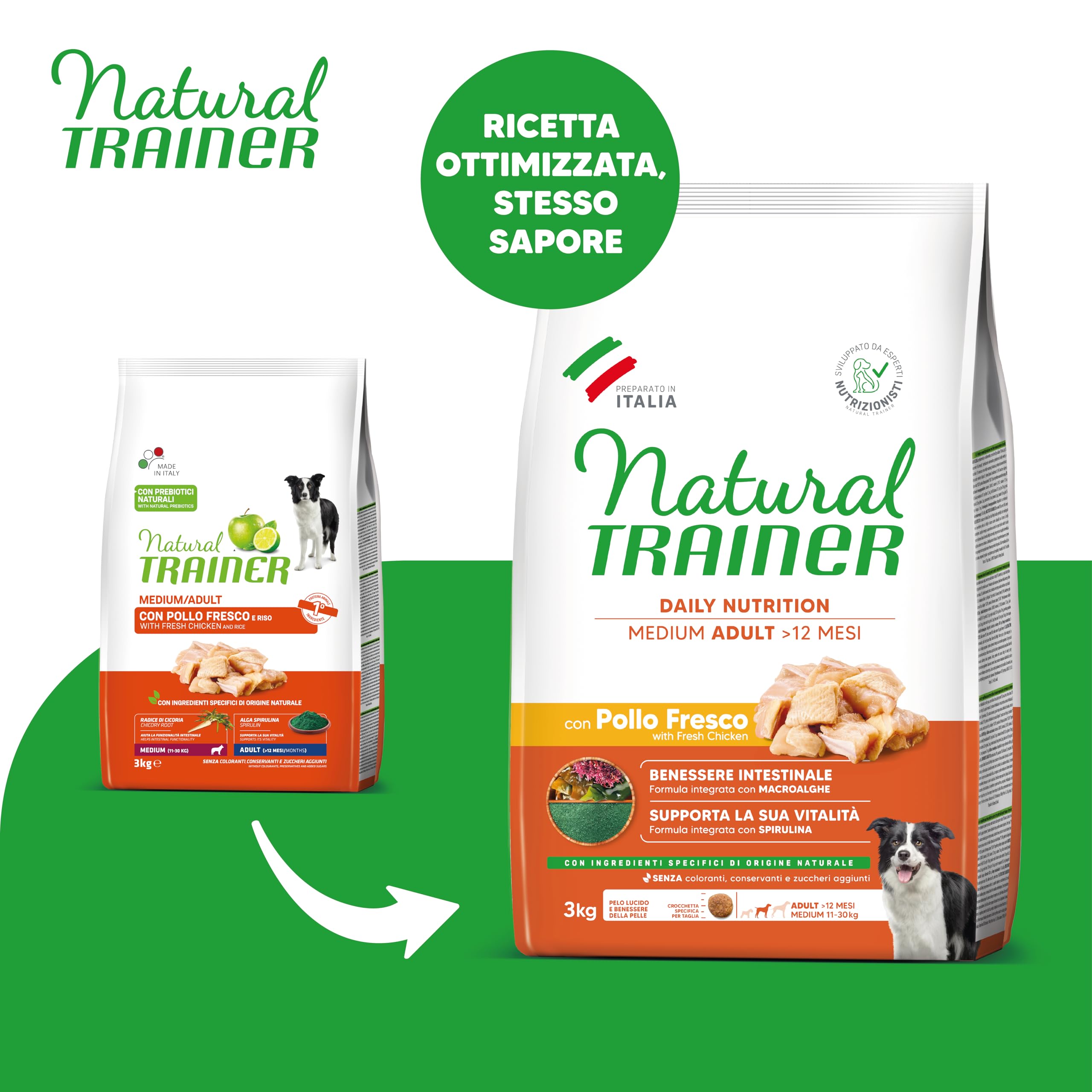 Trainer Natural Cibo per Cani Medium Adult, Pollo, 3 Kg