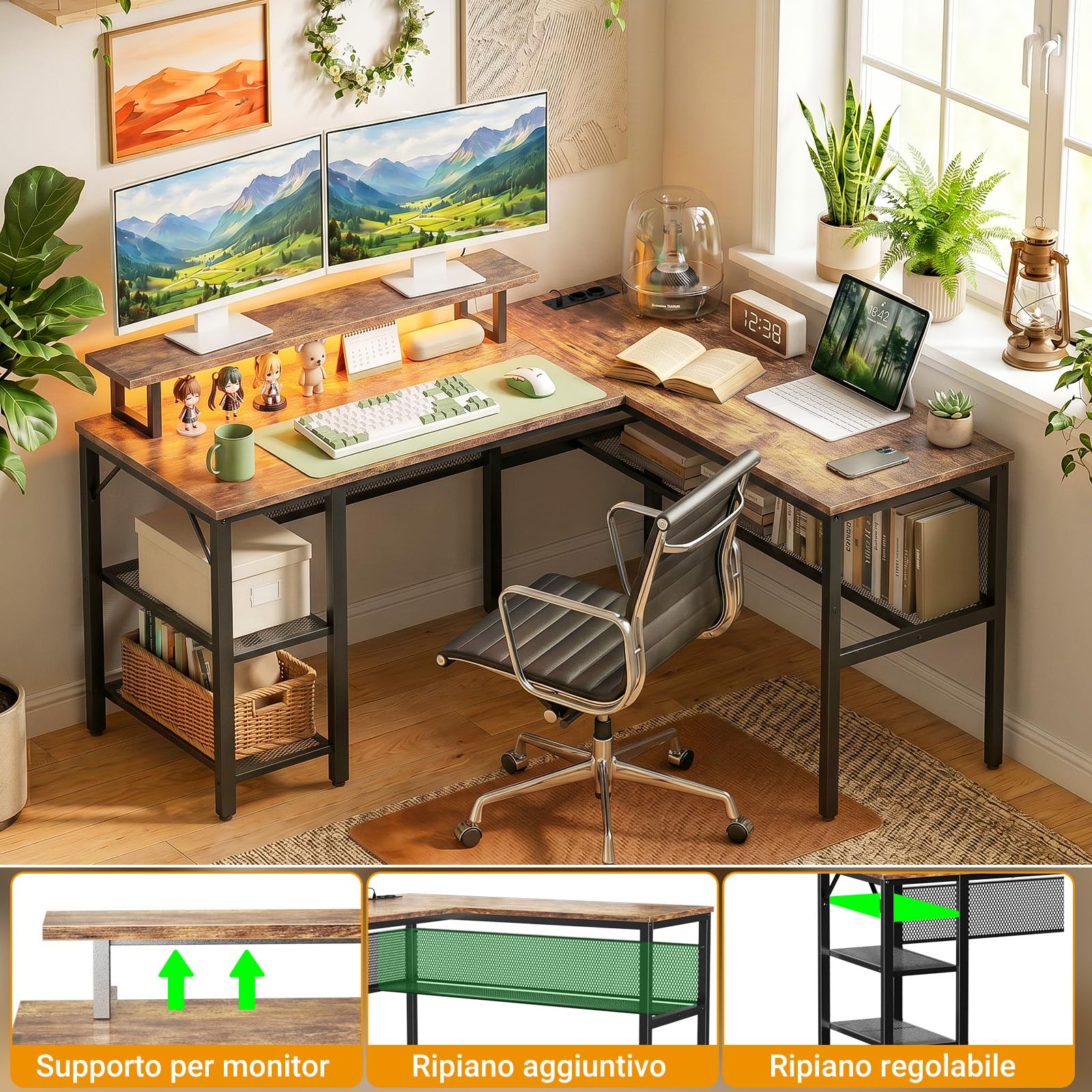 Homieasy Escritorio Gaming En L 141x117x76 cm