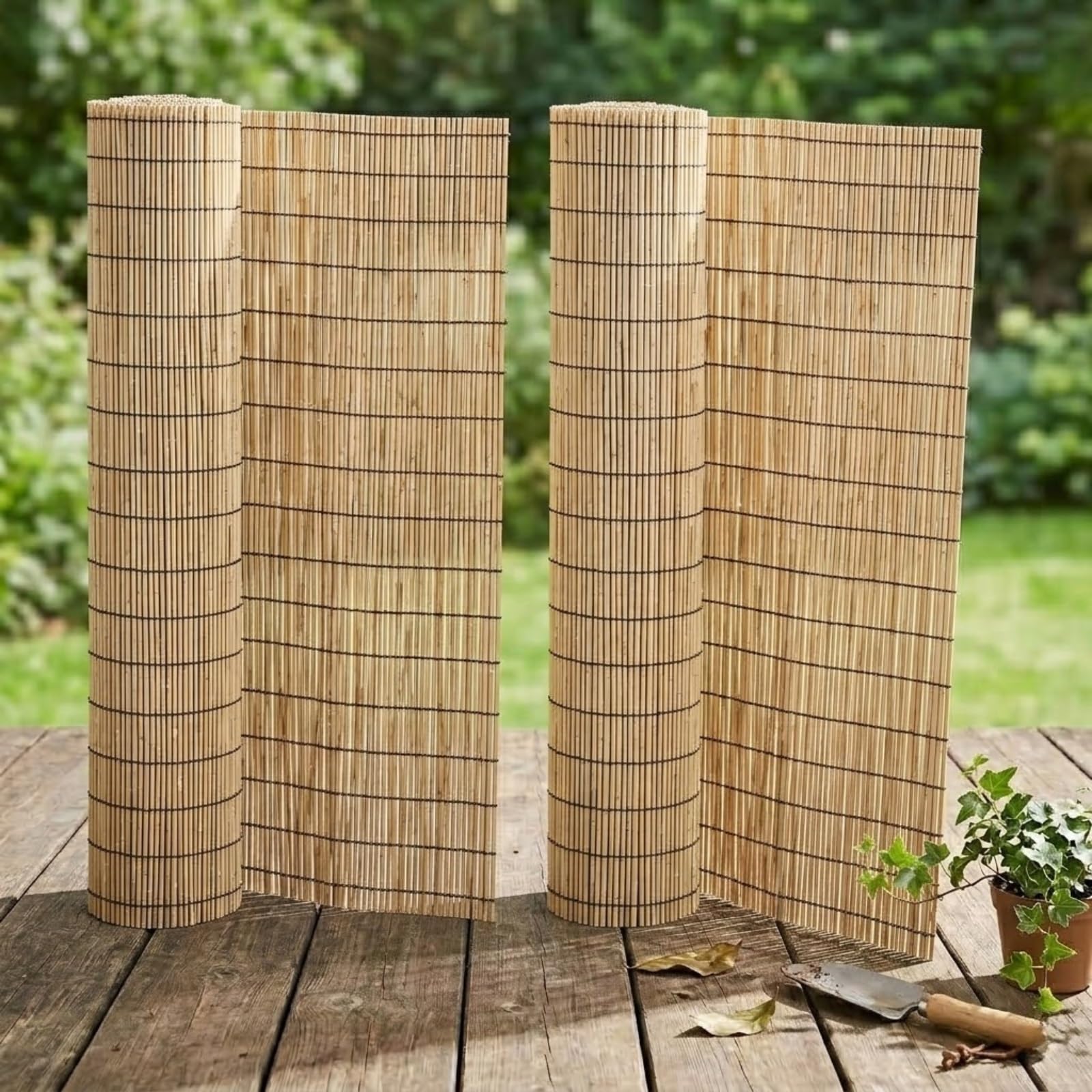 Arella in Canna Naturale Pelata, Canniccio Frangivista per Giardino e Balcone, Rilegata con Filo Nylon Resistente, Ombreggiante Decorativa, Diametro 6-10mm(Naturale,1.22 m H x 4.27 m L)
