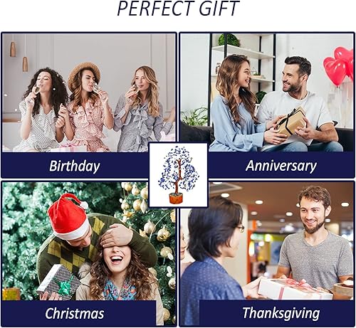 Miniatura 3 de Árbol de cristal de lapislázuli, piedra preciosa de Feng Shui, piedras de chakra de garganta, decoración de cristal, árbol de dinero bonsái