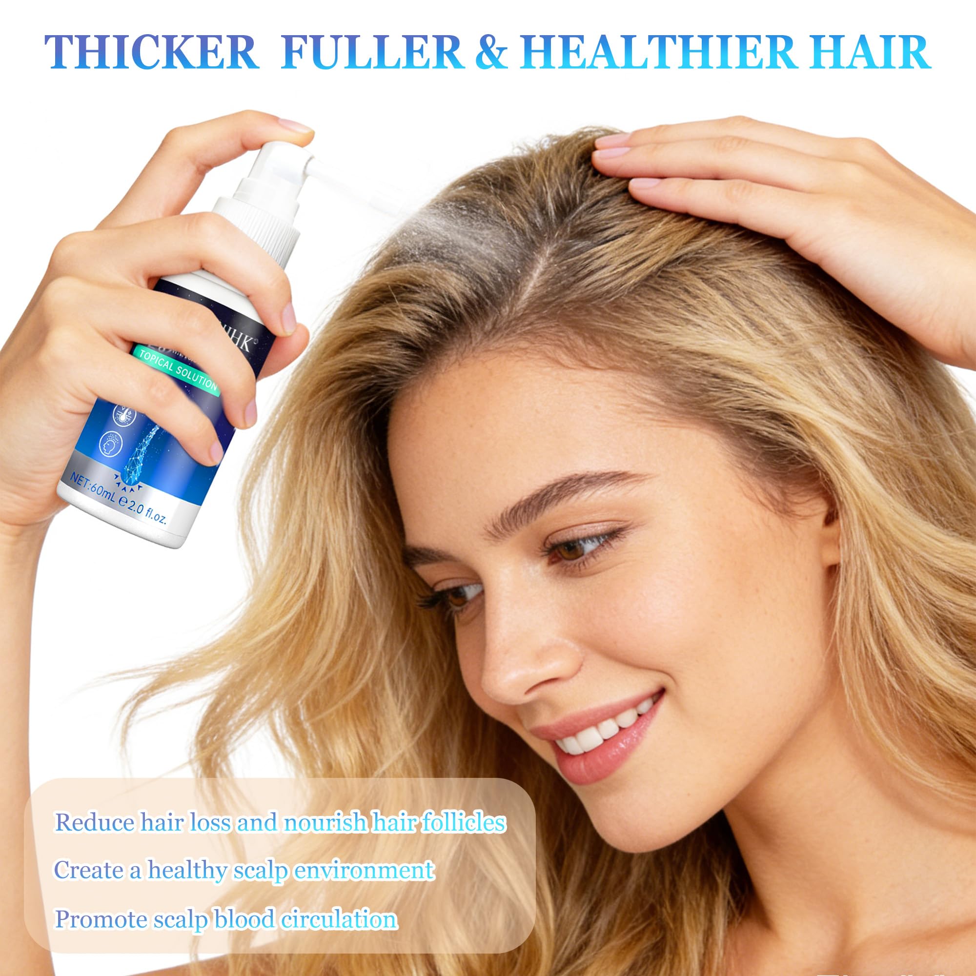 5% Minoxidil for Men & Women, Hair Beard Growth Spray with Biotin, Minoxidil Hair Growth Serum for Hair Regrowth, for Hair Loss & Thinning, make Hair Stronger Thicker -2 fl.oz /60ml — view 7