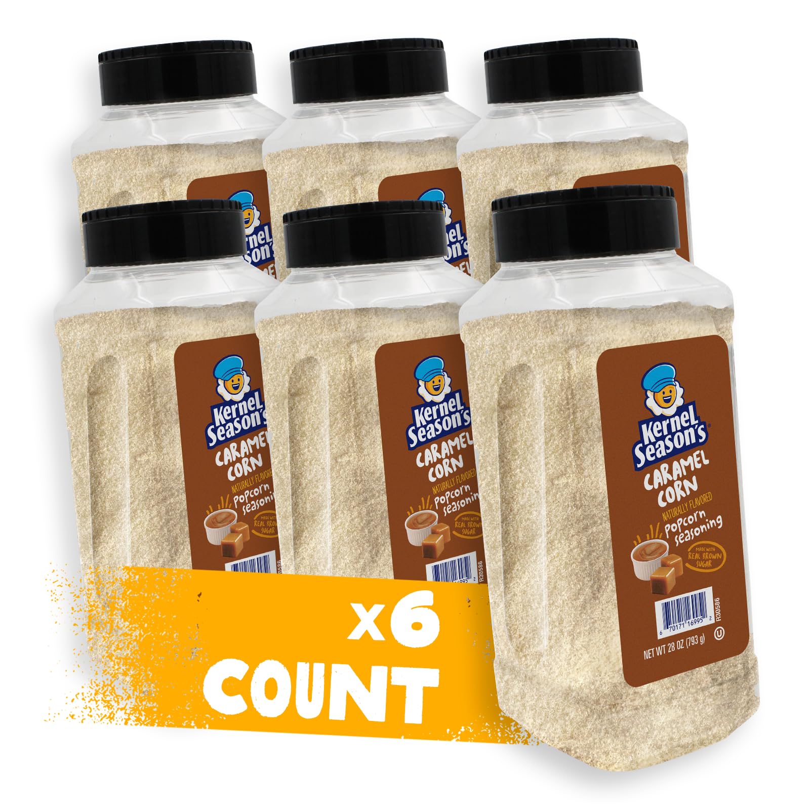 Kernel Season's Popcorn Seasoning Commercial Jar, Caramel Corn, 28 Oz (Pack of 6)