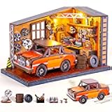 DIY Miniature House Kit Garage Workshop, Miniature Dollhouse Kit with LED, Tiny House Wooden Model Kits for Adults Teens, Mini Houses Building Kits Crafts for Adults, Gifts for Family Friends
