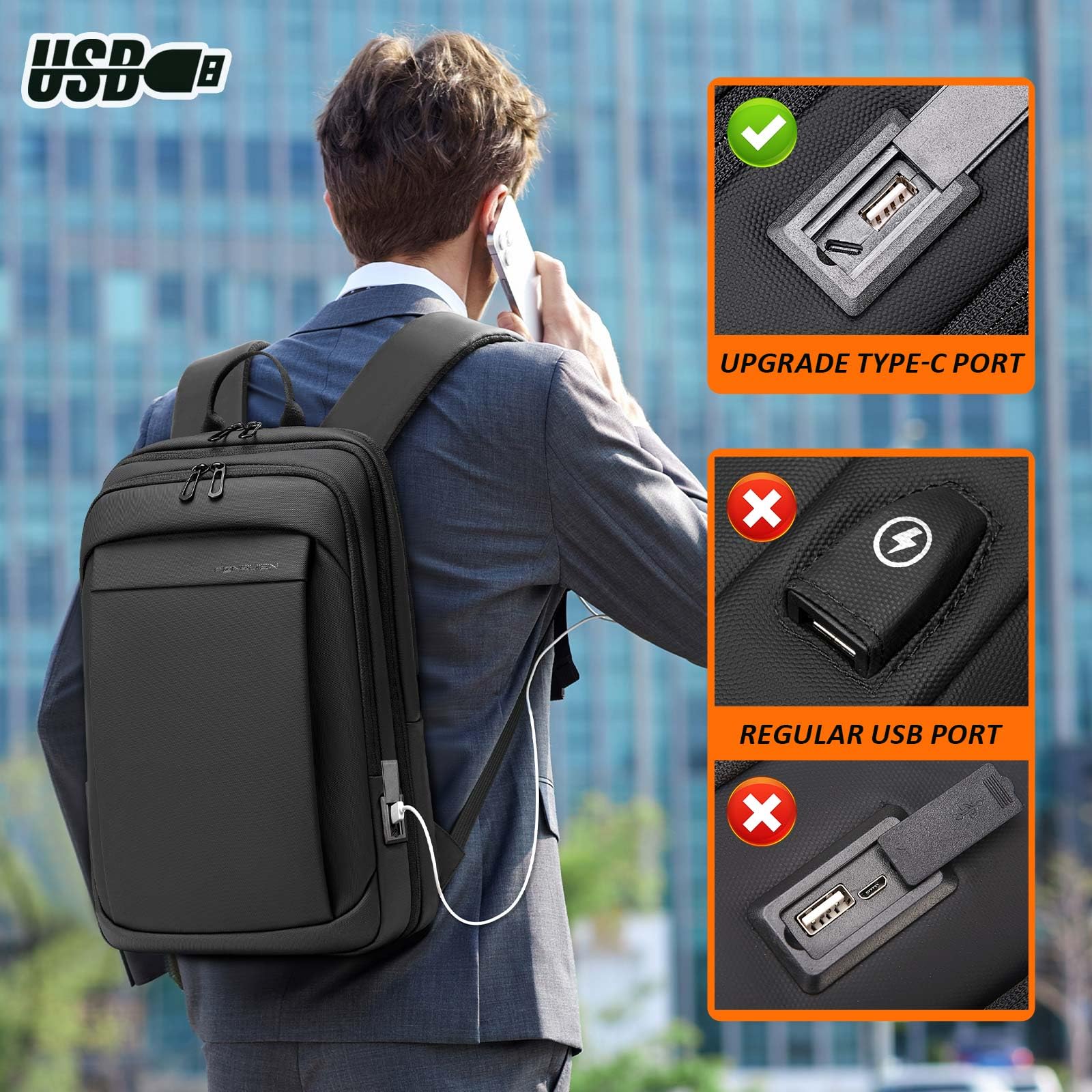 FENRUIEN Office Backpack for Men, Black