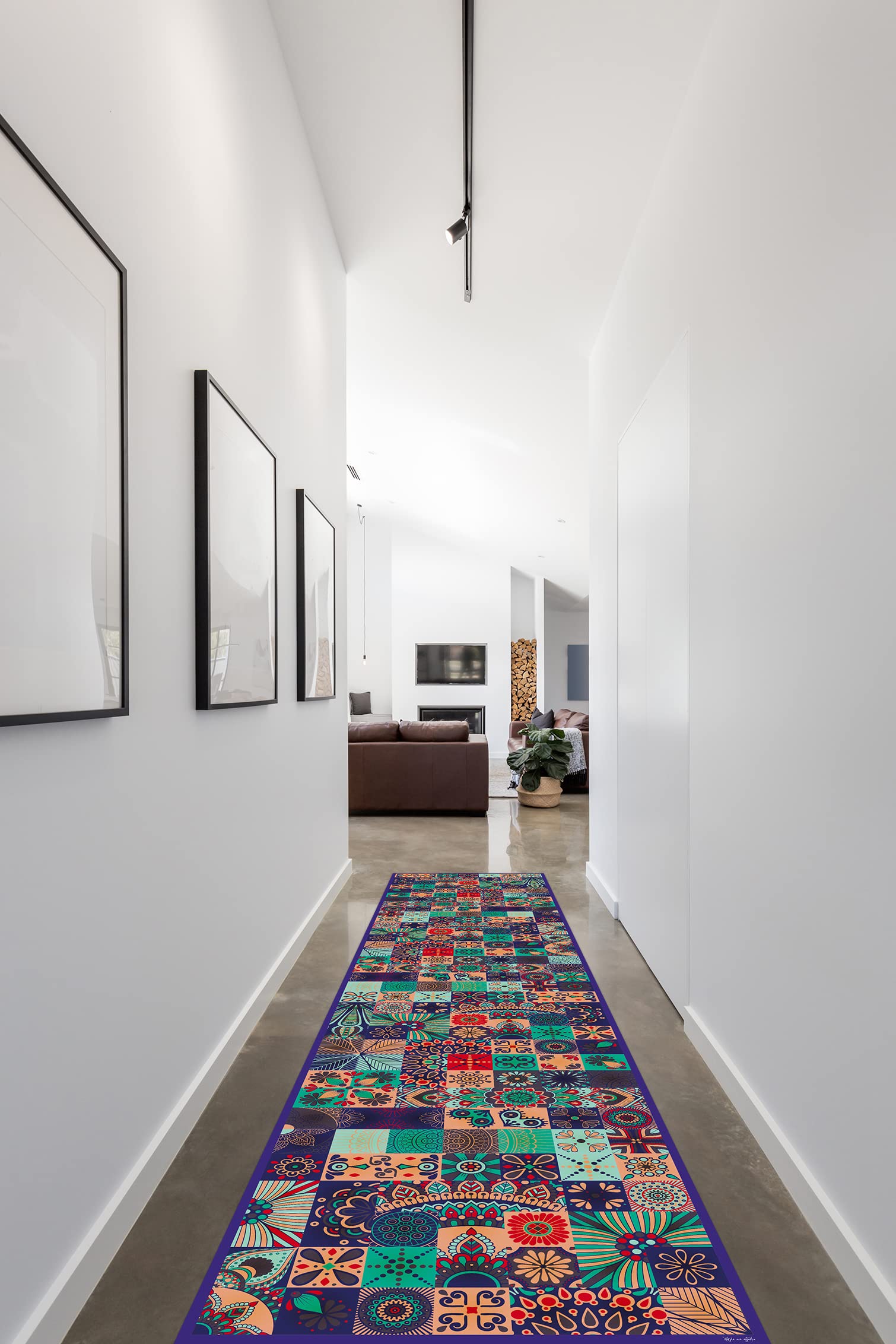 DobleUve Estudio Alfombra Vinílica Hidráulica 01 | Color Azul | 160x200 cm | Alfombra Cocina Lavable Antideslizante | Alfombra Vinilica | Suelo Vinílico | Alfombra Vinilo Salón
