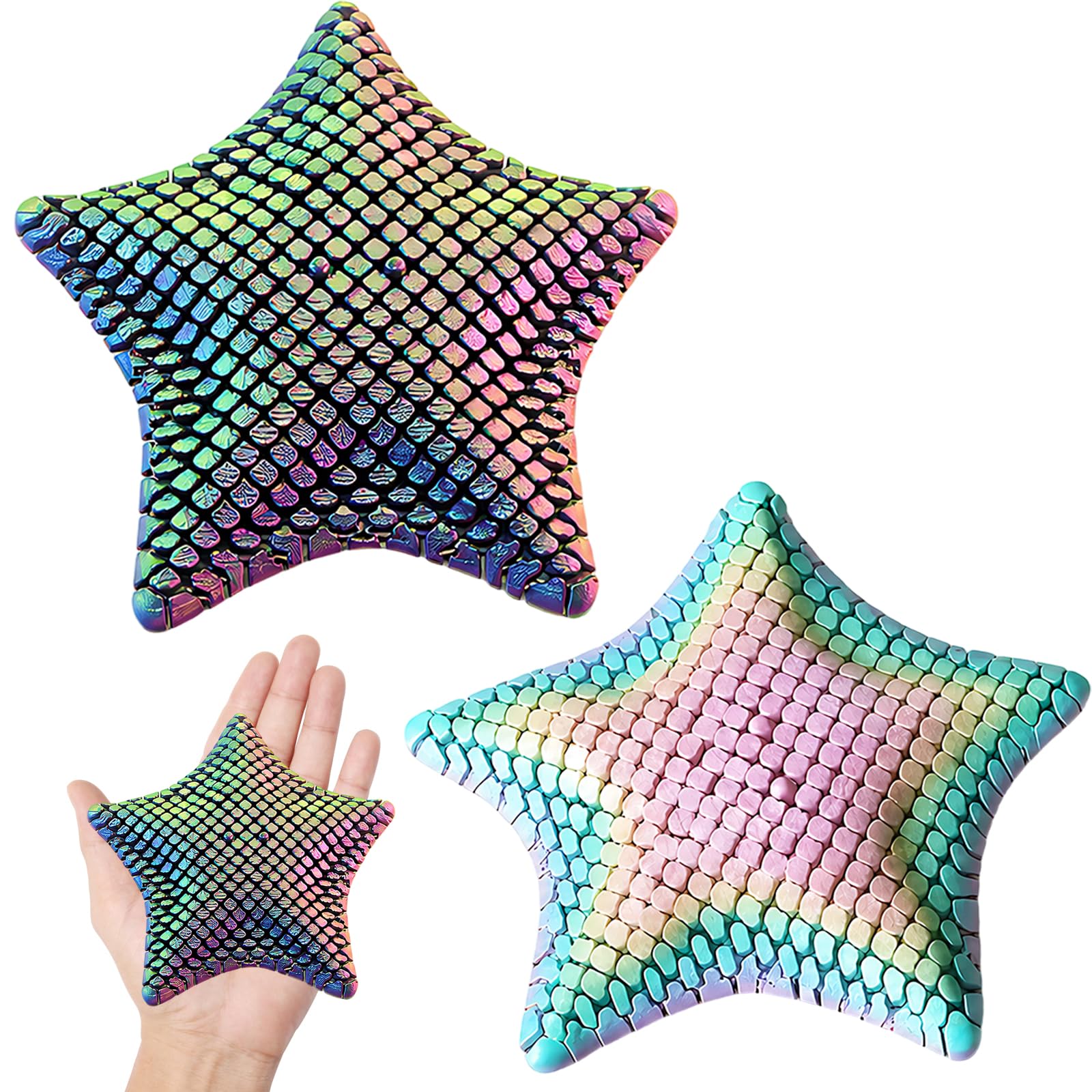 2Pcs 3D Printed Fidgets, Creative Starfish Shape Set, Ideal for Stress Relief and Focus Improvement, Perfect for Students and Office Staff