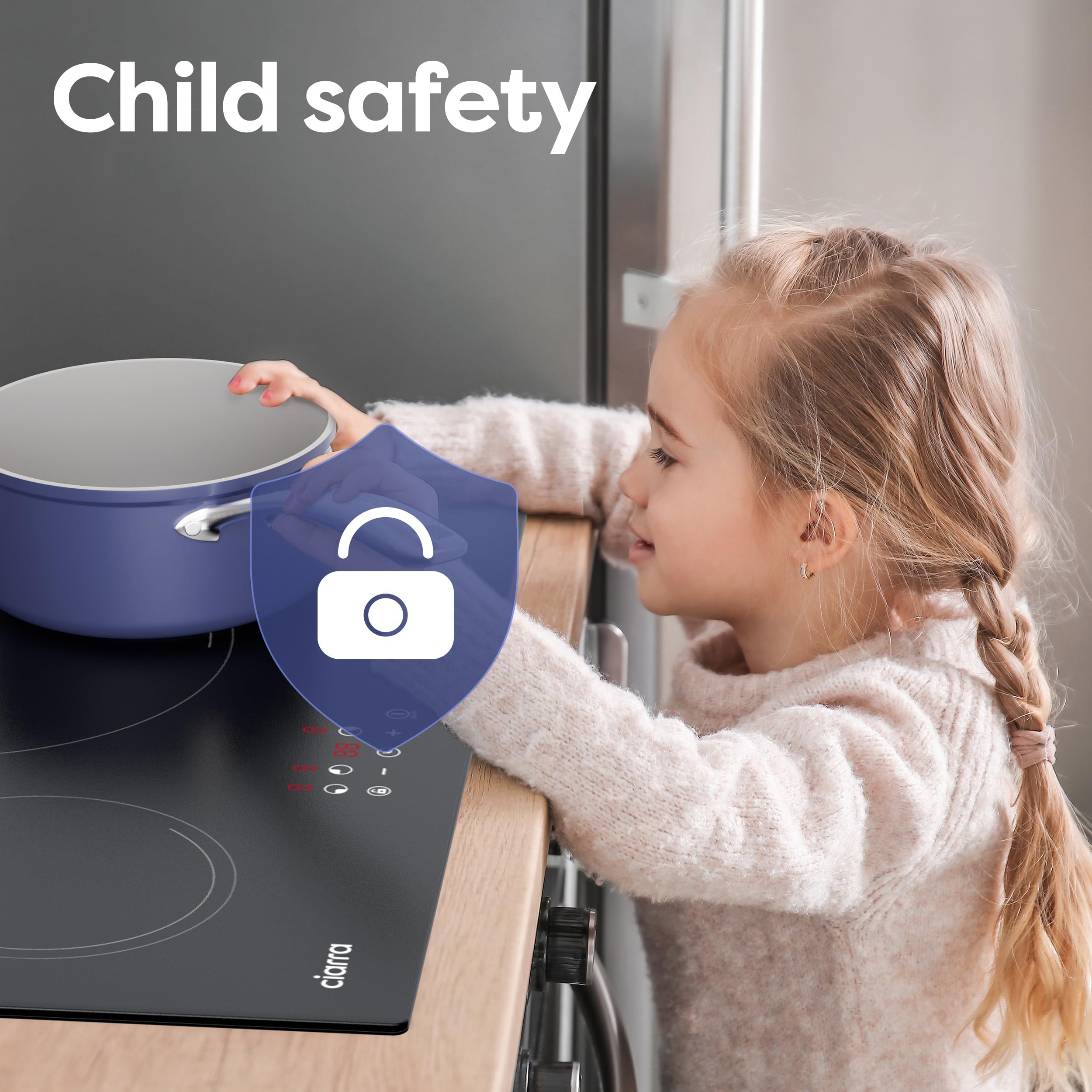 Ciarra CBBIH603-E Induktionskochfeld 60 cm Einbau mit 3 Zonen Kochfeld Induktion Touch-Bedienung 9 Leistungsstufen Timer Kindersicherung Abschaltautomatik Restwärmeanzeige