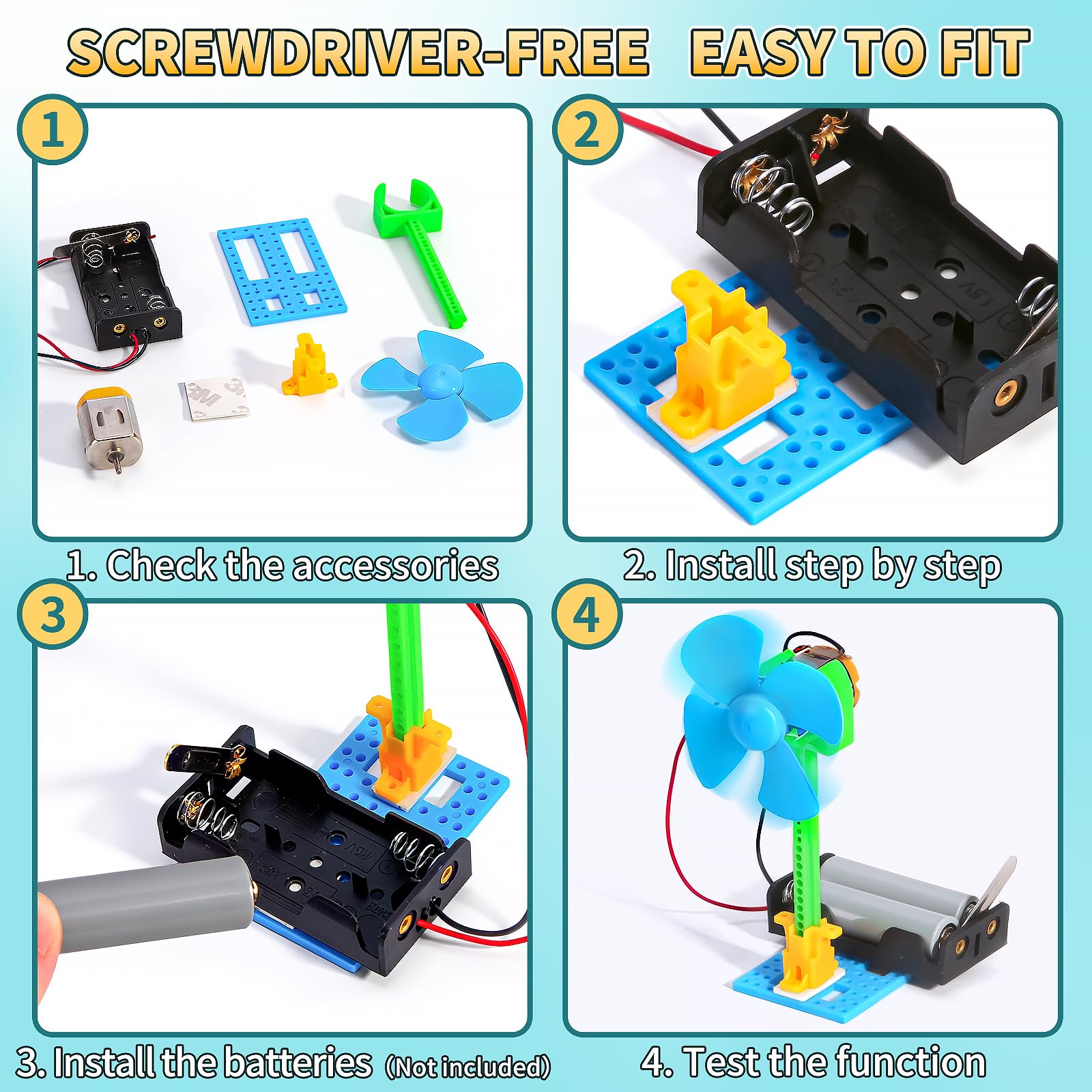 Kits STEM a granel – Juego de 8 ventiladores eléctricos, kits de ciencia para niñas y niños de 8 a 12 años, juguetes STEM para niños de 6-8 8 a 10 6 7 8 10 12 13 años, actividades de ingeniería 4