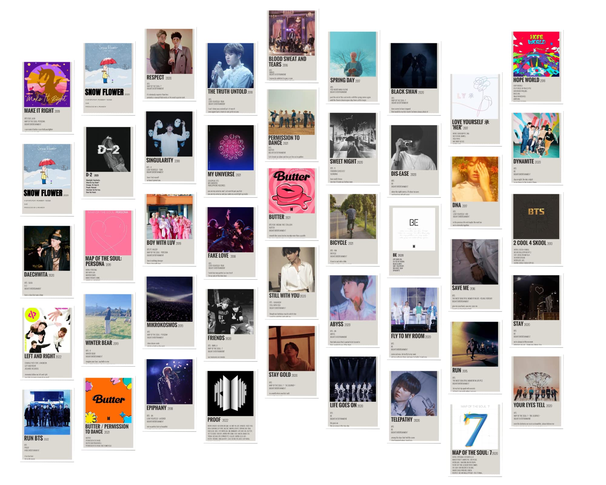 Shelby BTS Aesthetic Wall Collage Kit - Pack of 50 Album Posters (4 x 6 Inches) for Home & Office Decor