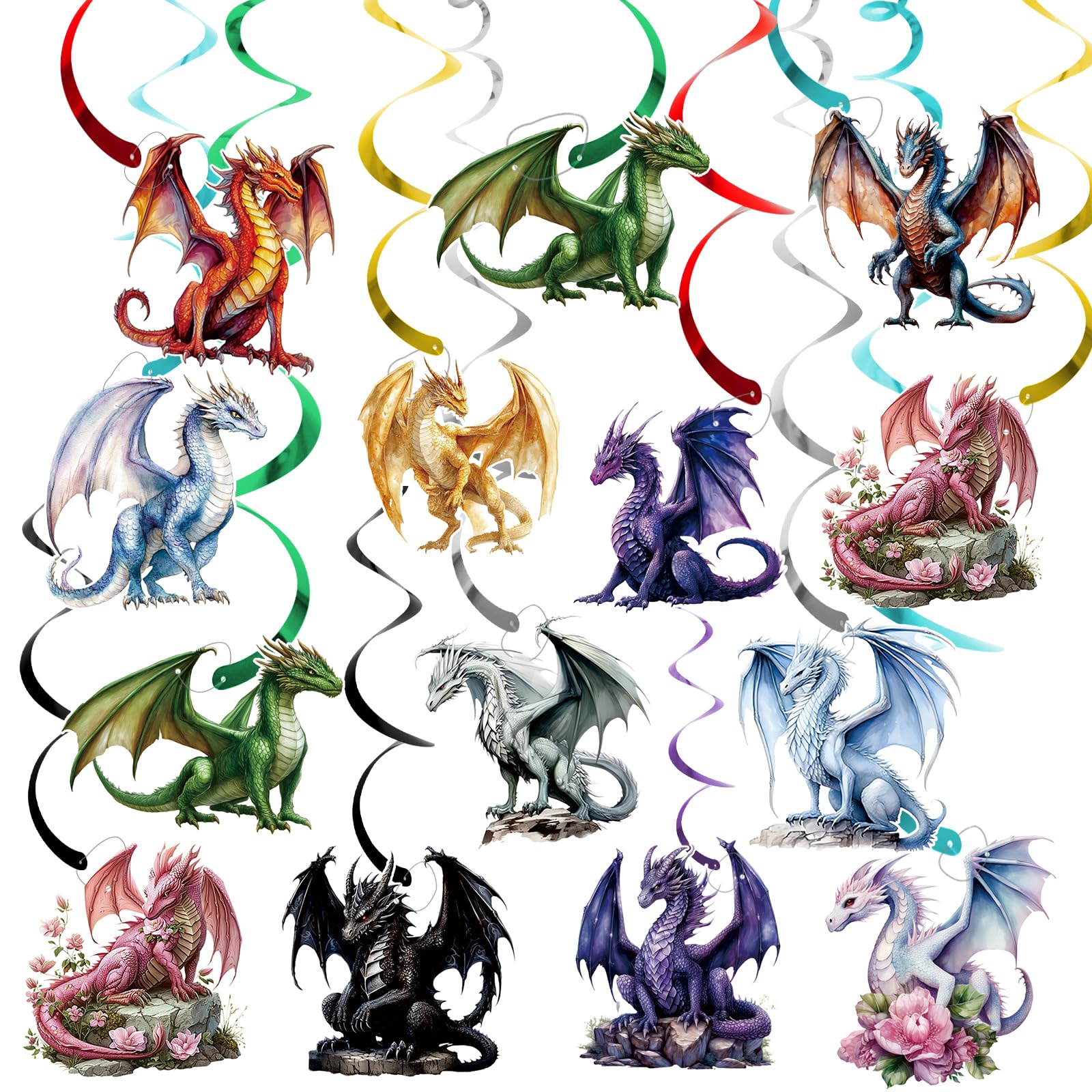 Dragon Birthday Party Decorations - Dragon Party Supplies 12pcs Dragon Theme Birthday Decorations Dragon Party Hanging Swirls