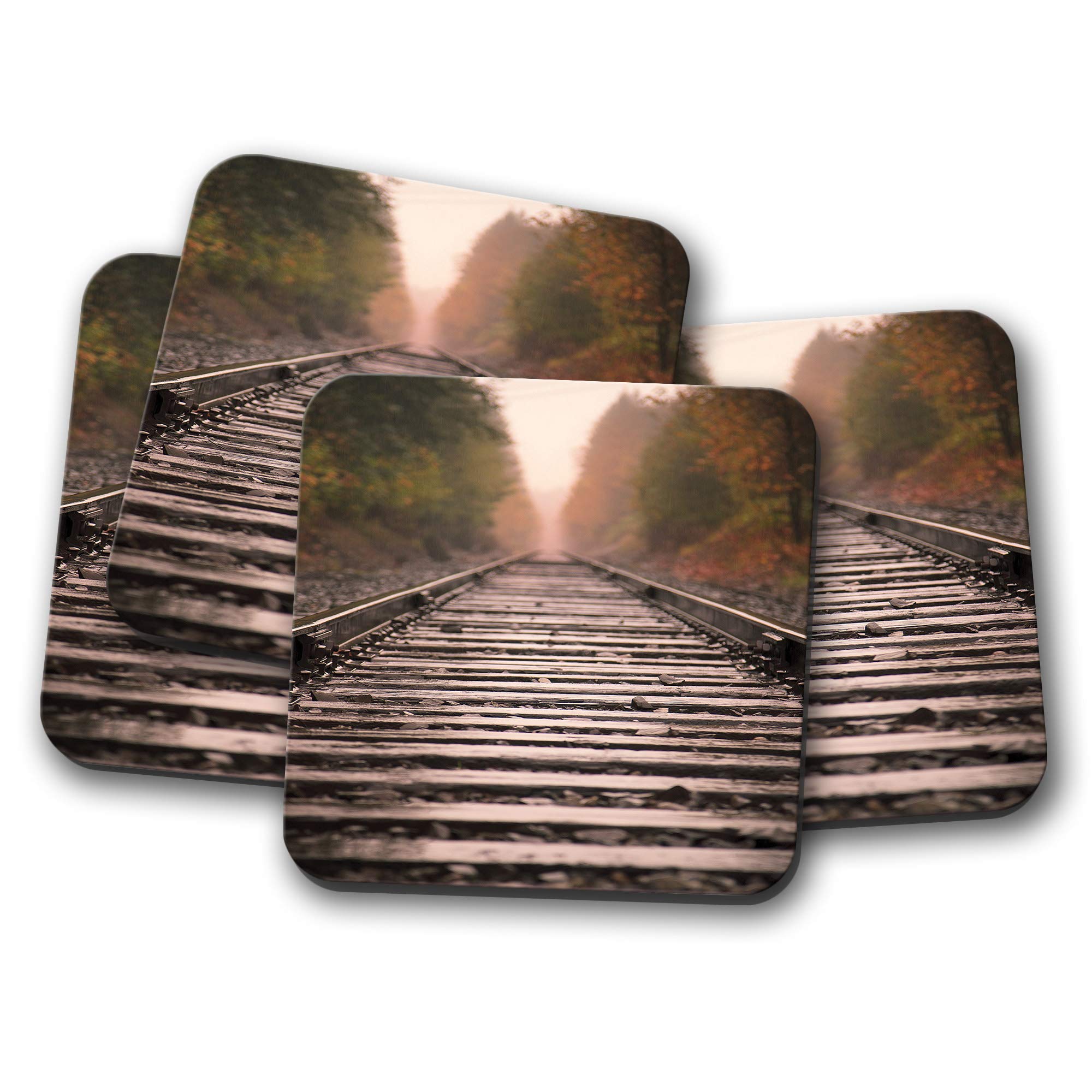 4 Set - Railway Track Coaster - Train Trains Tracks Dad Fun #8902