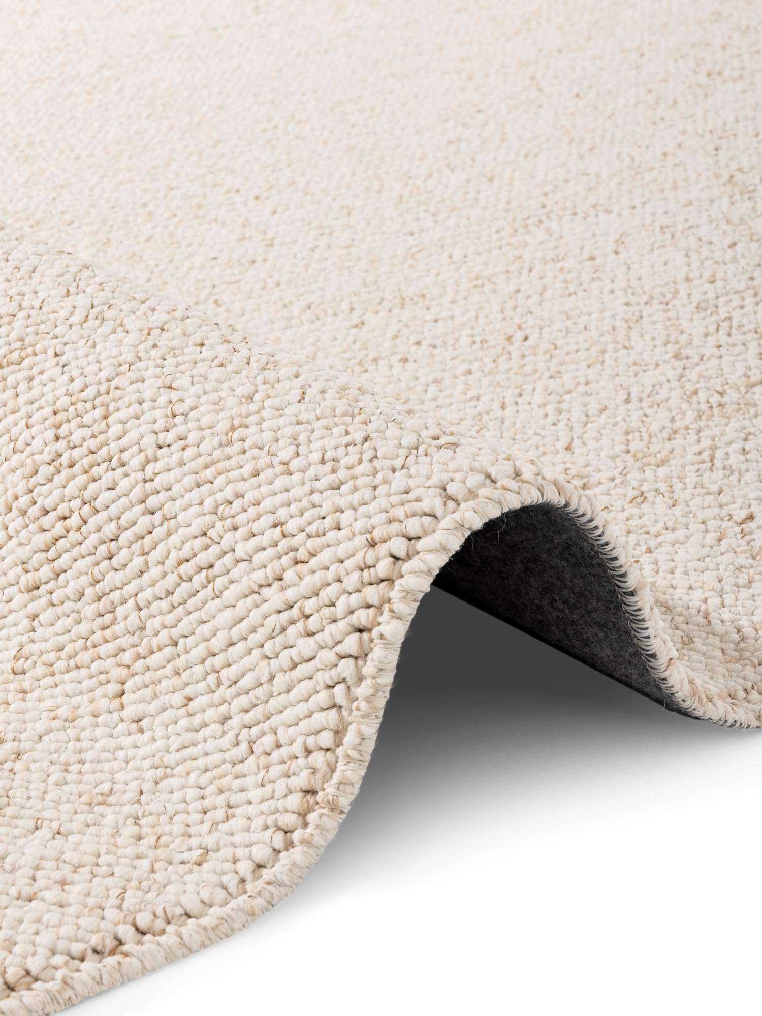 ELLE Decoration Rocco Tapis Doux à Tissage Plat, Lavable en Machine, Aspect Laine, Durable et Durable, Moderne, Look scandinave, pour Salon, Salle à Manger, Chambre à Coucher, Couloir - Crème - 160 x