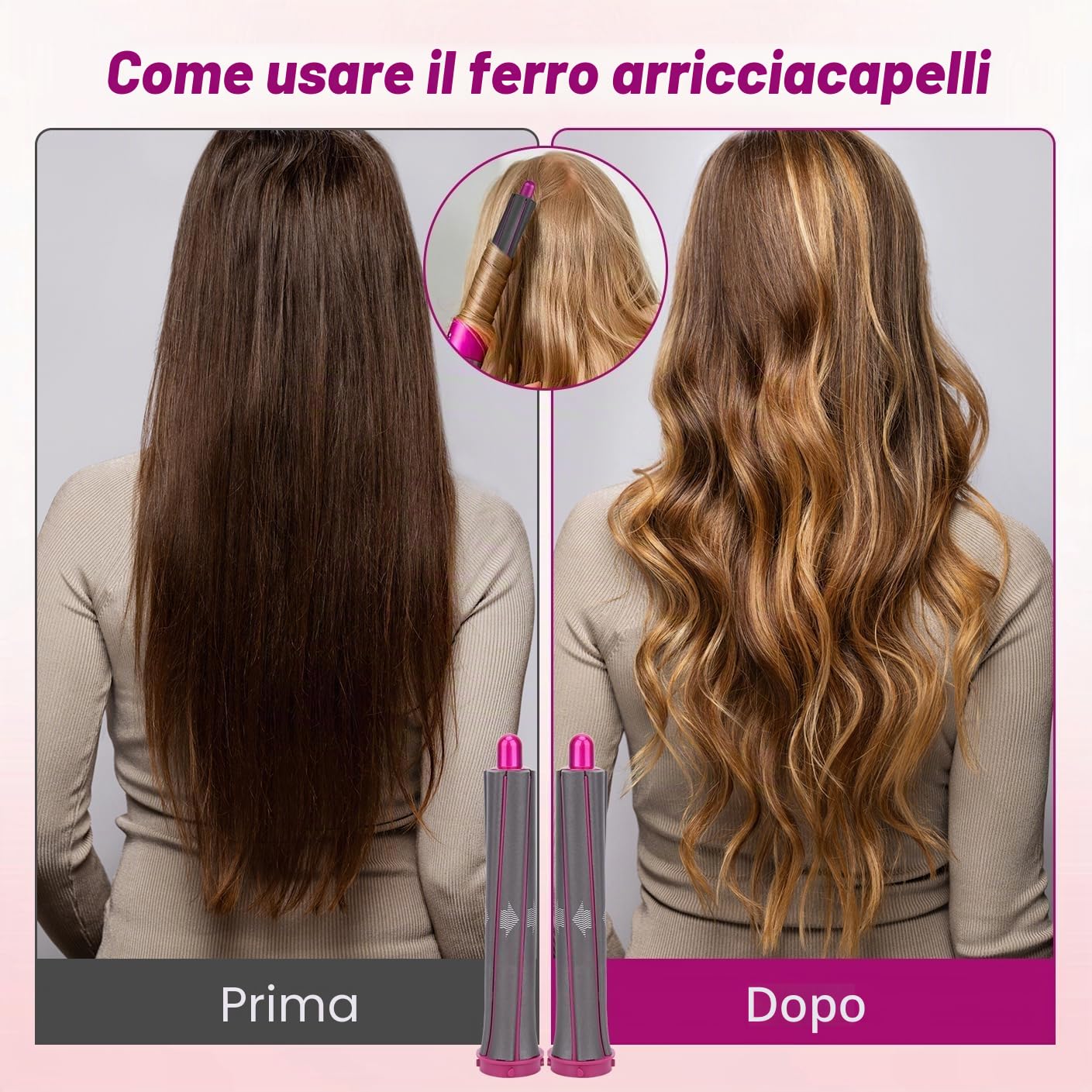 4 in 1 Strumento per lo styling dei capelli per Dyson Airwrap HS01 HS05, lunghi bigodini per ricci e accessori per spazzola volumizzante rotonda per Dyson, include 2 accessori per ricci, 1 spazzola
