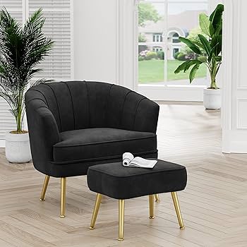 Amazon.com: Andeworld Velvet Accent Chair with Ottoman