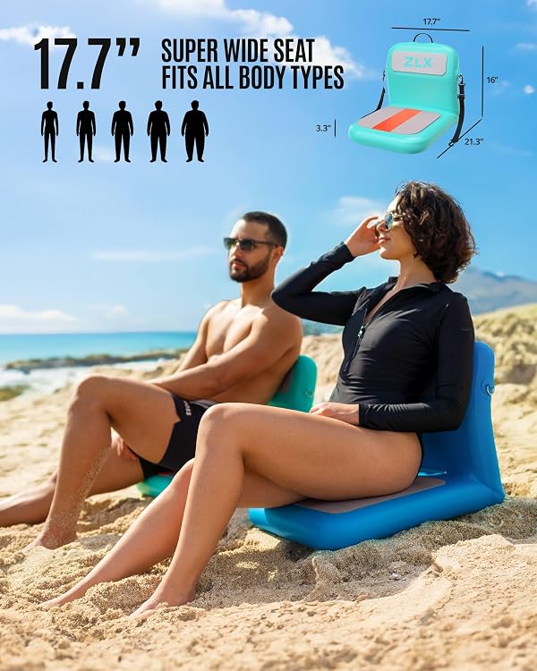 ZLX Paddle Board Seat with Back Support, Portable Kayak Seat, Air Pump Included, Universal Inflatable Seat for Adults, Foldable Ergonomic Design, Easy Fix for Outdoor Fishing/Kayaking/Camping by ZLX - Image 7