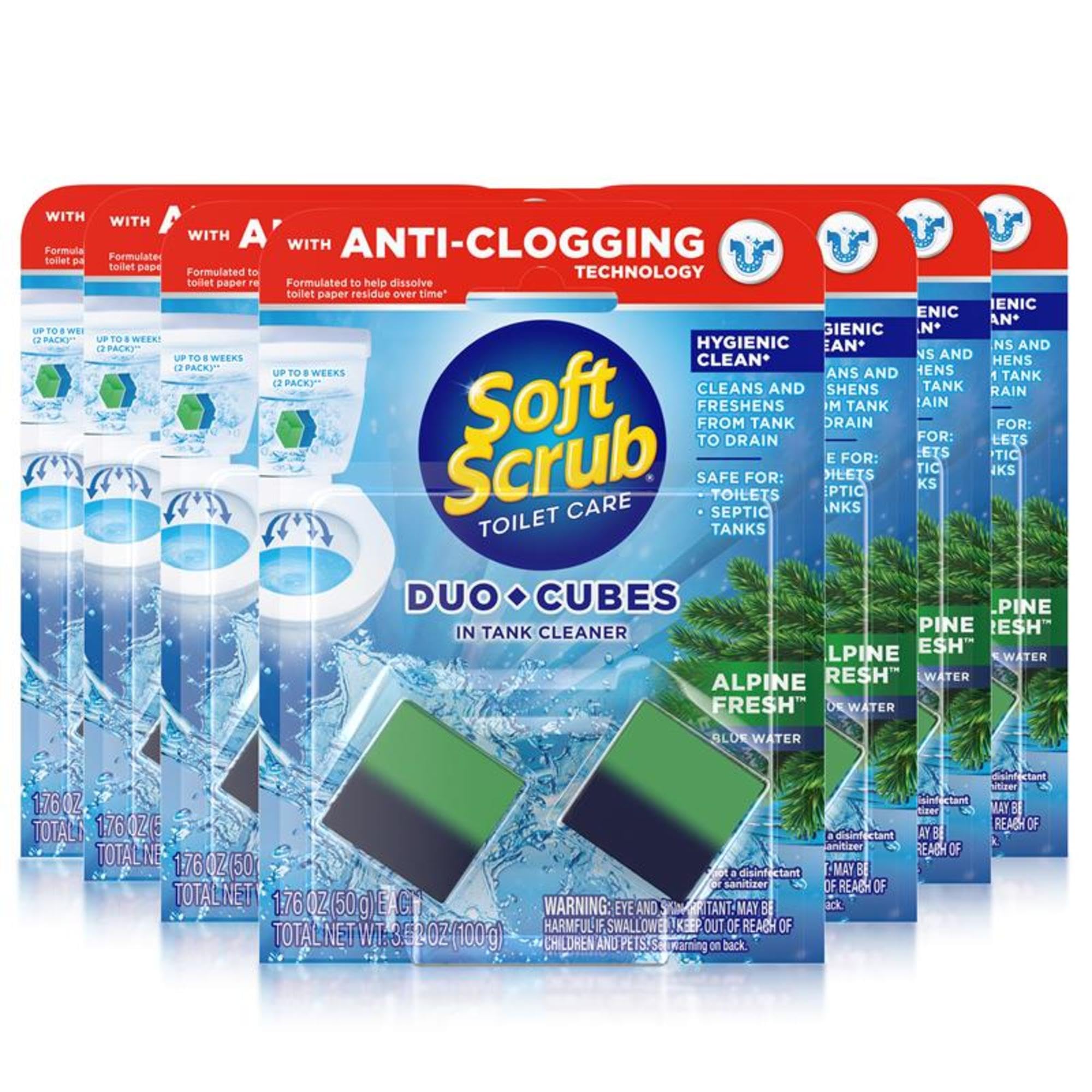 Soft Scrub In-Tank Toilet Cleaner Duo-Cubes, Alpine Fresh, 2 Count (7 Pack)