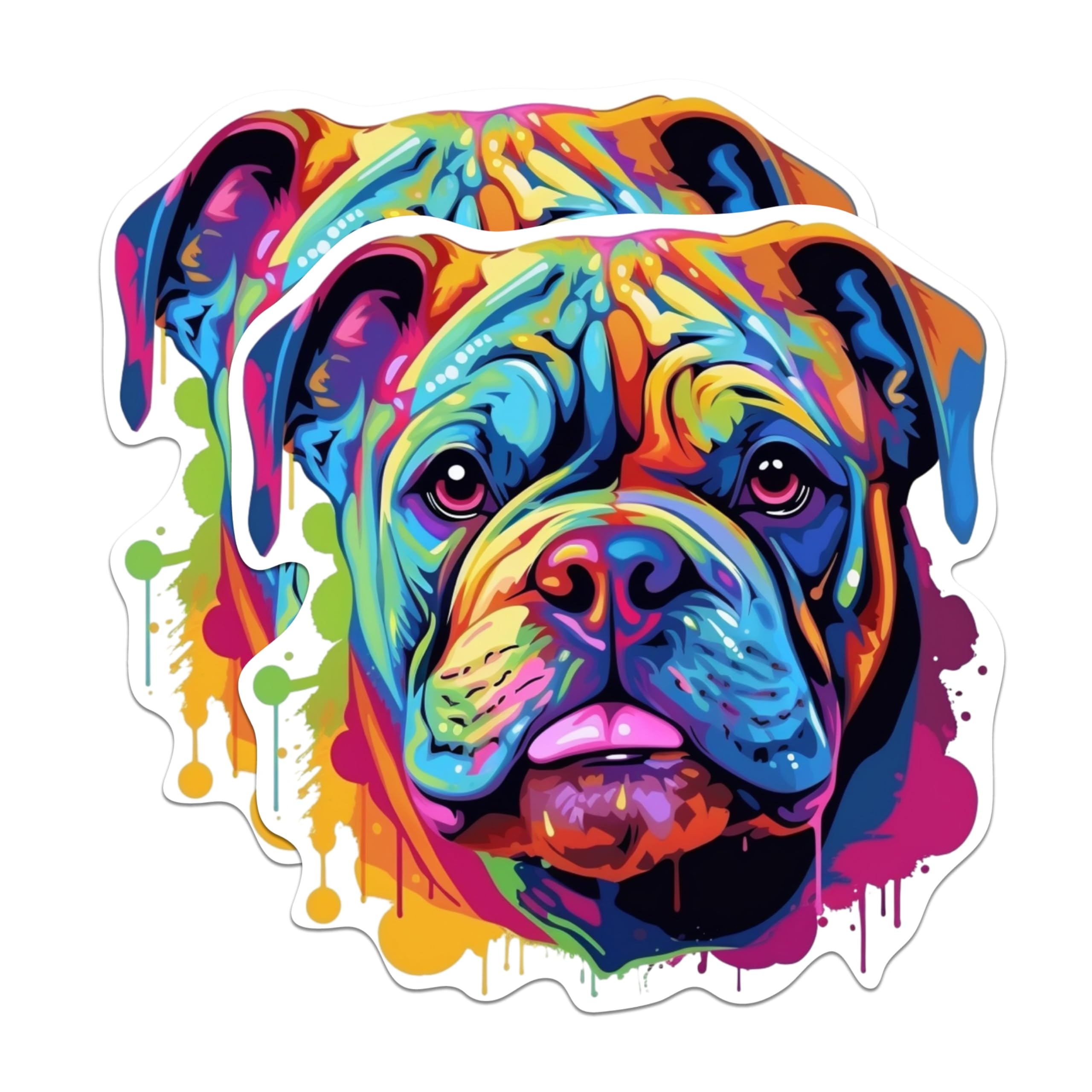 (2 Pack) Bulldog Dog Breed Stickers - 5 Inches On Longest Side - Choose from Over 100 Dog Breeds - for Cars, Trucks, Skateboards, Laptops - Made in USA - BMCS1802