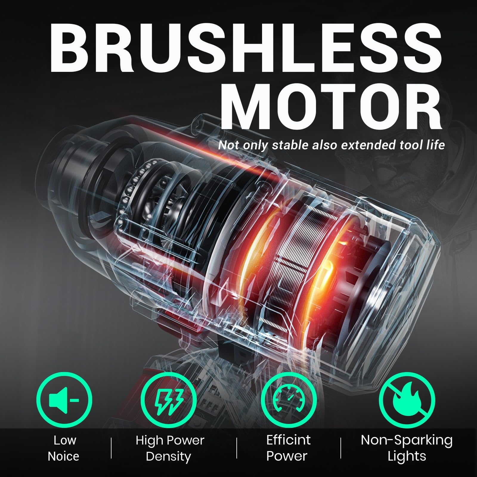 DCA 20V Brushless Impact Wrench with 4.0Ah Battery, 1/2 Inch Hog Ring Cordless Impact Gun, 235 Ft-lbs High Torque, 4-Mode Power Wrench for Automotive and DIY