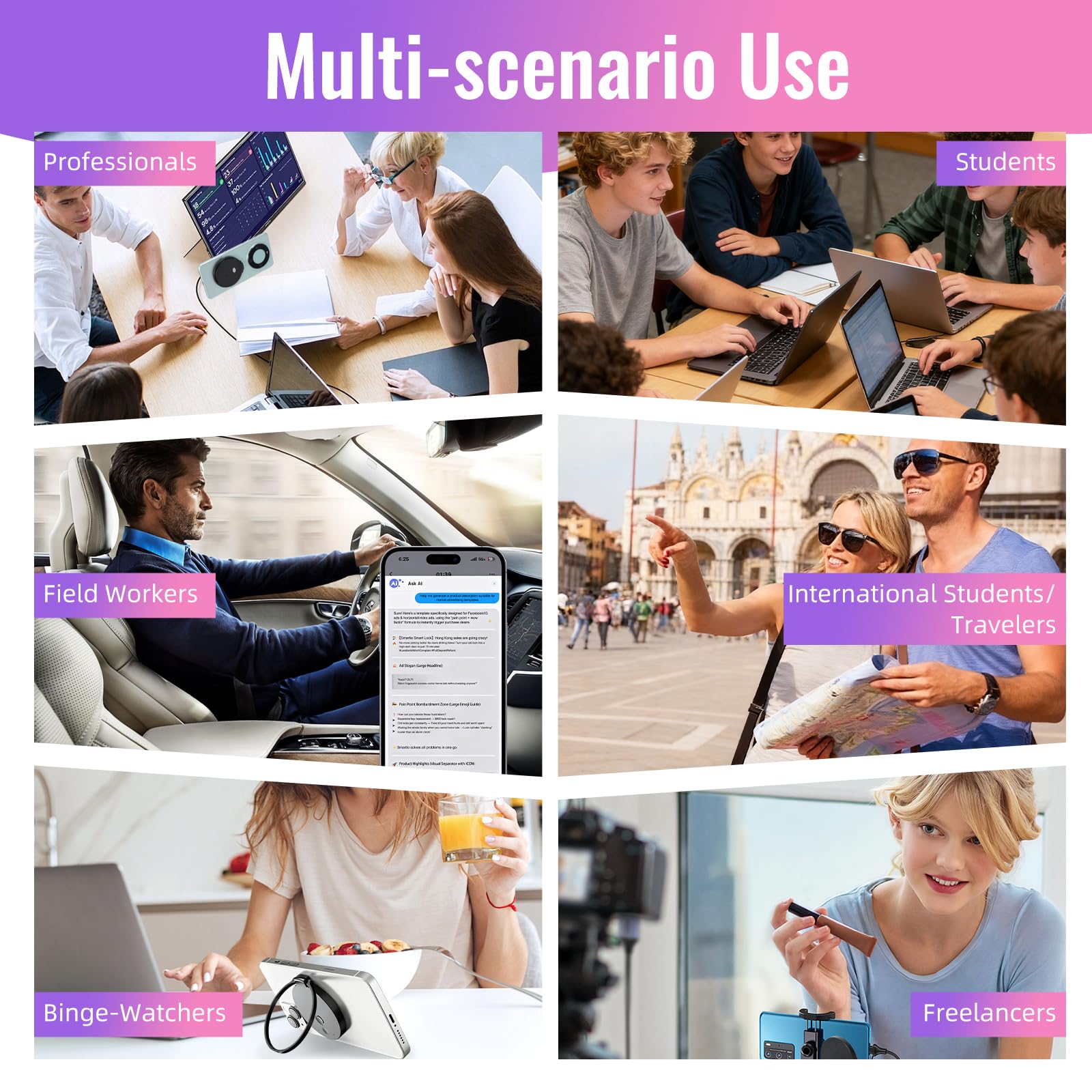 Registratore vocale AI, registratore vocale da 64 GB con supporto magnetico, trascrizione AI, mappa mentale e riepilogo tramite app, supporta 189 lingue, registratore digitale portatile per lezioni