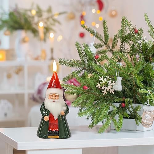 Miniatura 7 de Eldnacele Velas parpadeantes sin llama de Papá Noel con temporizador de 6 horas, funciona con pilas, talladas a mano, mecha 3D, velas LED de cera