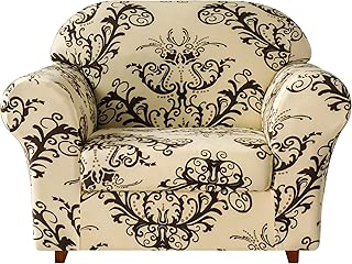 TIKAMI 2-Piece Spandex Printed Fit Stretch Sofa Slipcovers Spandex Washable Furniture Protector with Cushion Cover (Chair, Coffee) - coolthings.us