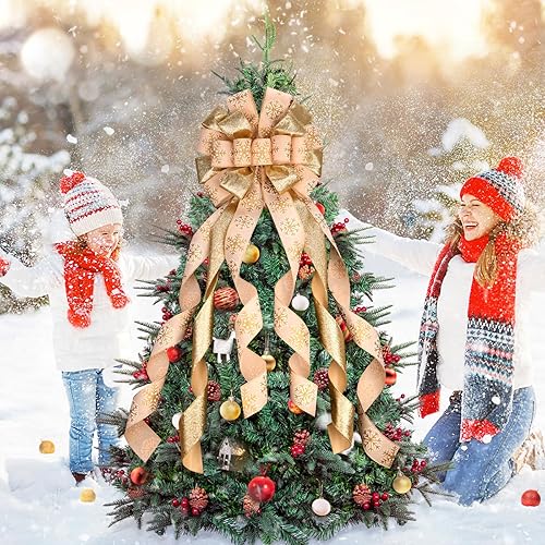 Miniatura 7 de Decoración para árbol de Navidad de 45 x 12 pulgadas, diseño de arpillera a cuadros, lazo rojo y negro con automóvil estampado para árbol de