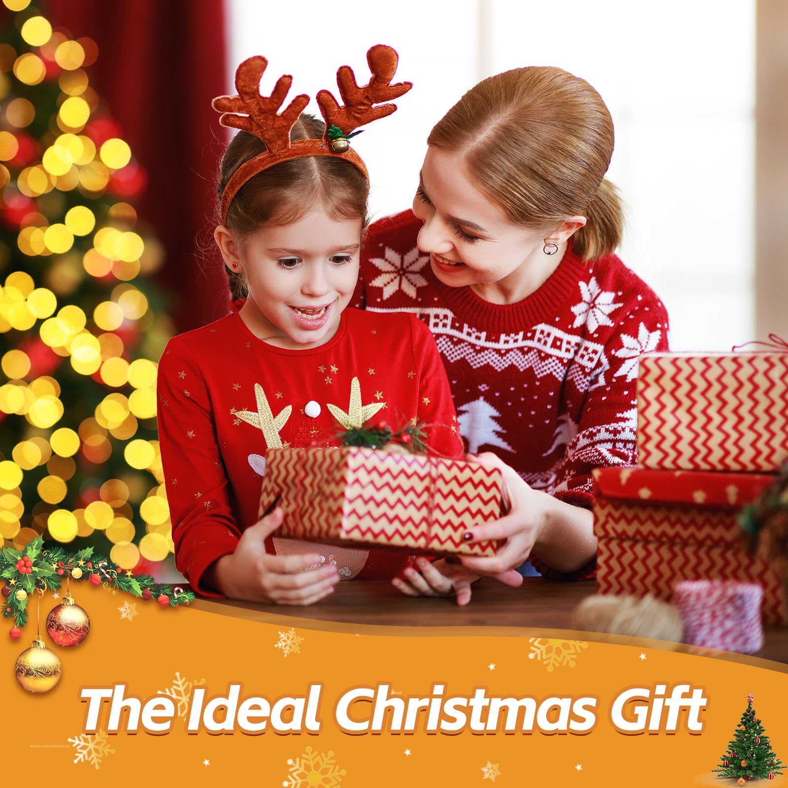 Gerbala Weihnachts Schneekugel Laterne, Schneekugel Weihnachten mit Musik, Weihnachts Schneelaterne, Leuchtend, USB/Batteriebetrieb, Laterne Weihnachten für Weihnachtsdeko und Geschenk-01
