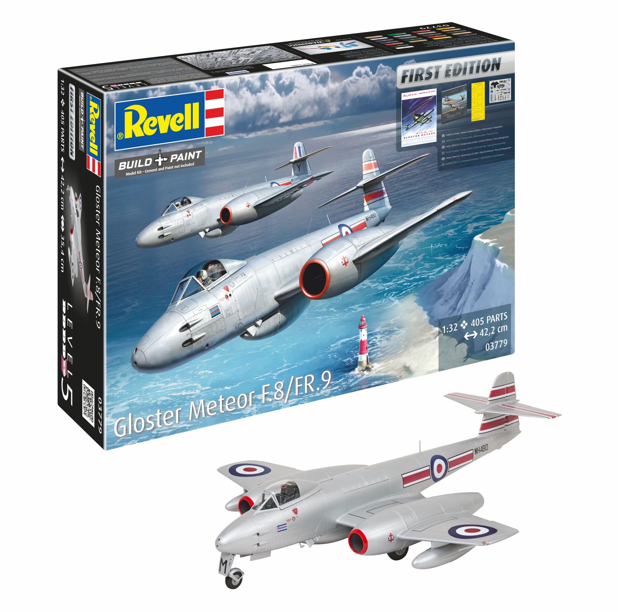 Revell Multicoloured 03779 Gloster Meteor F.8/Fr.9 - First Edition 1:32 Scale - Unbuilt/Unpainted Plastic Model Kit