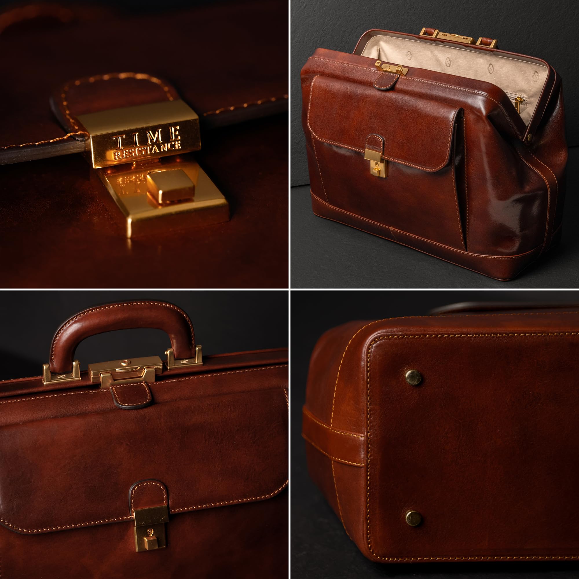Time Resistance Borsa Da Medico In Pelle – Borsa A Mano – Borsa Da Medico – Borsa Gladstone