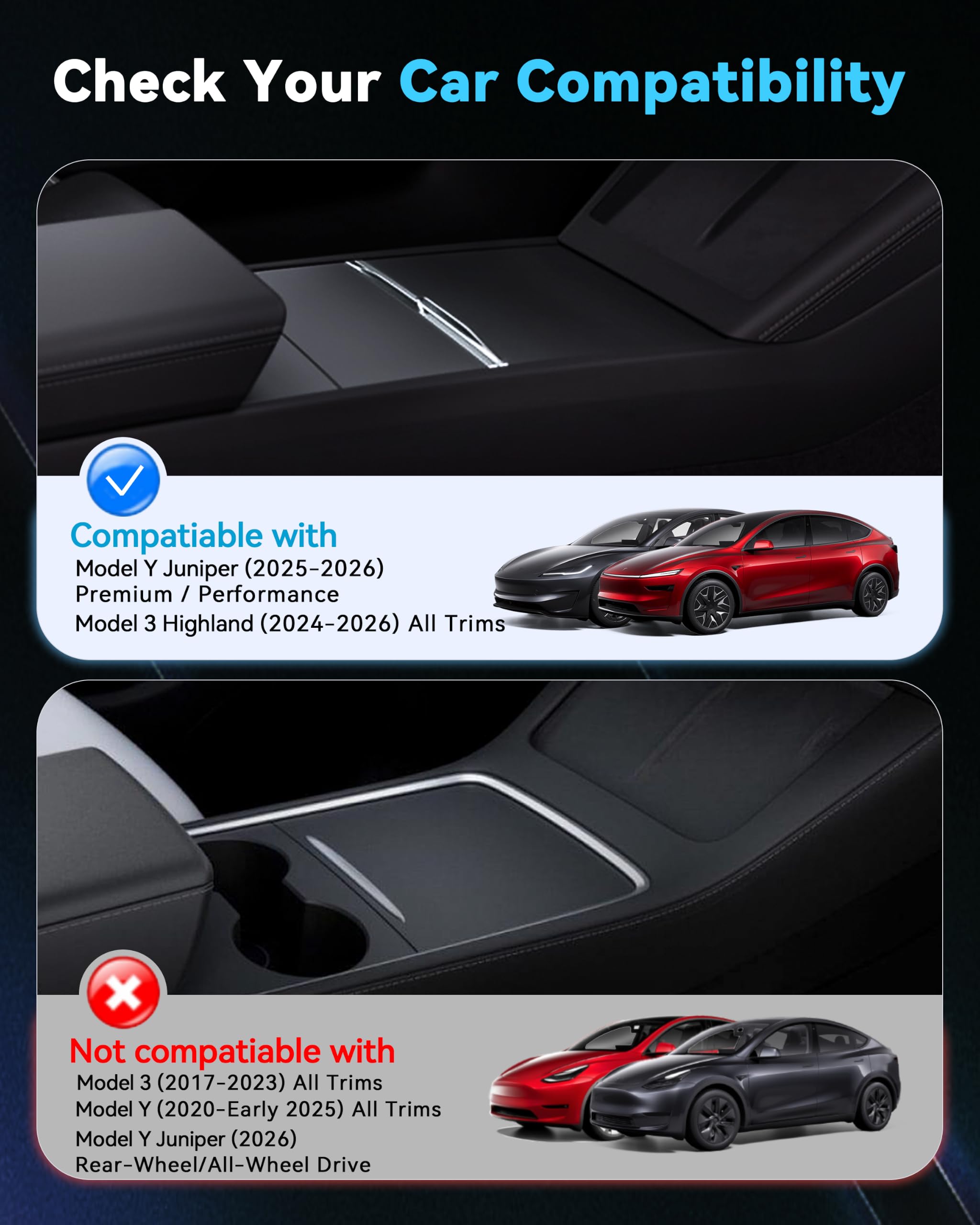 LOWEEY Hub USB per Tesla Model Y Juniper 2025-2026 e Model 3 Highland 2024-2026 Accessori, caricabatterie per telefono retrattile con pad magnetico e doppi adattatori, docking station per console