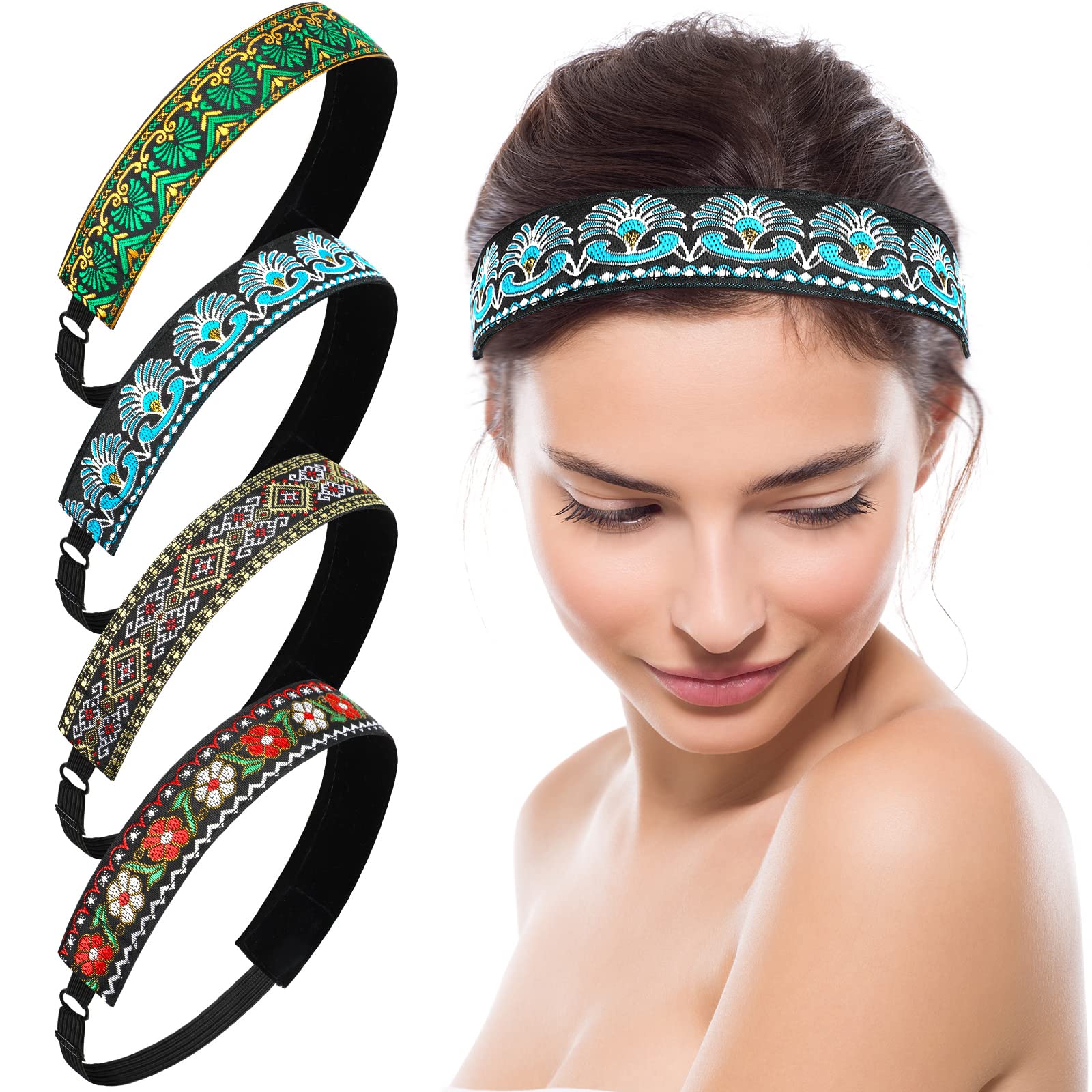 Elastic Velvet Headbands 8 Pack for Women Yoga Sports Makeup Boho Style Amazon.com : Sintege 8 Pcs Woman Elastic Headband Adjustable  main image 4