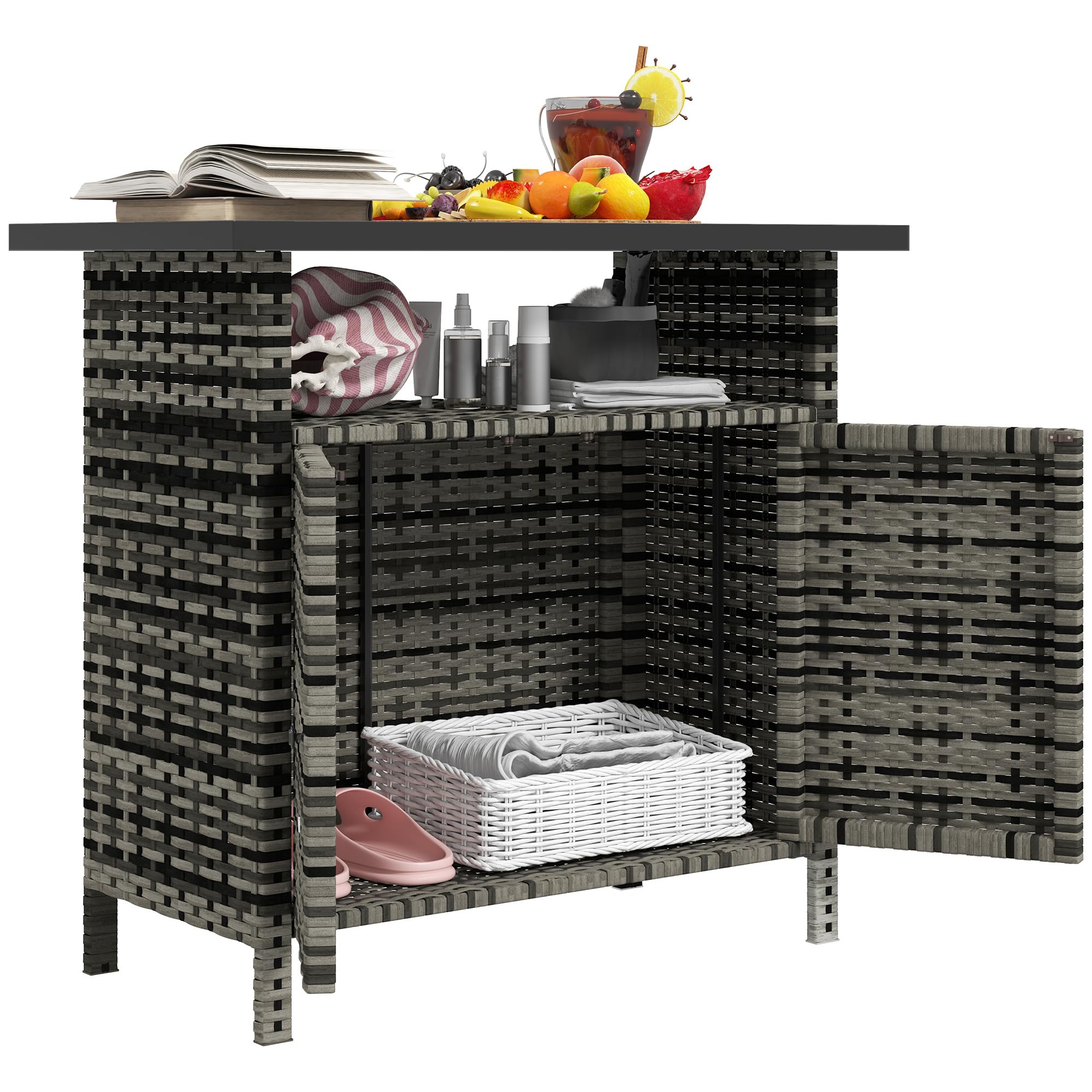 Outsunny Wicker Outdoor Storage Cabinet
