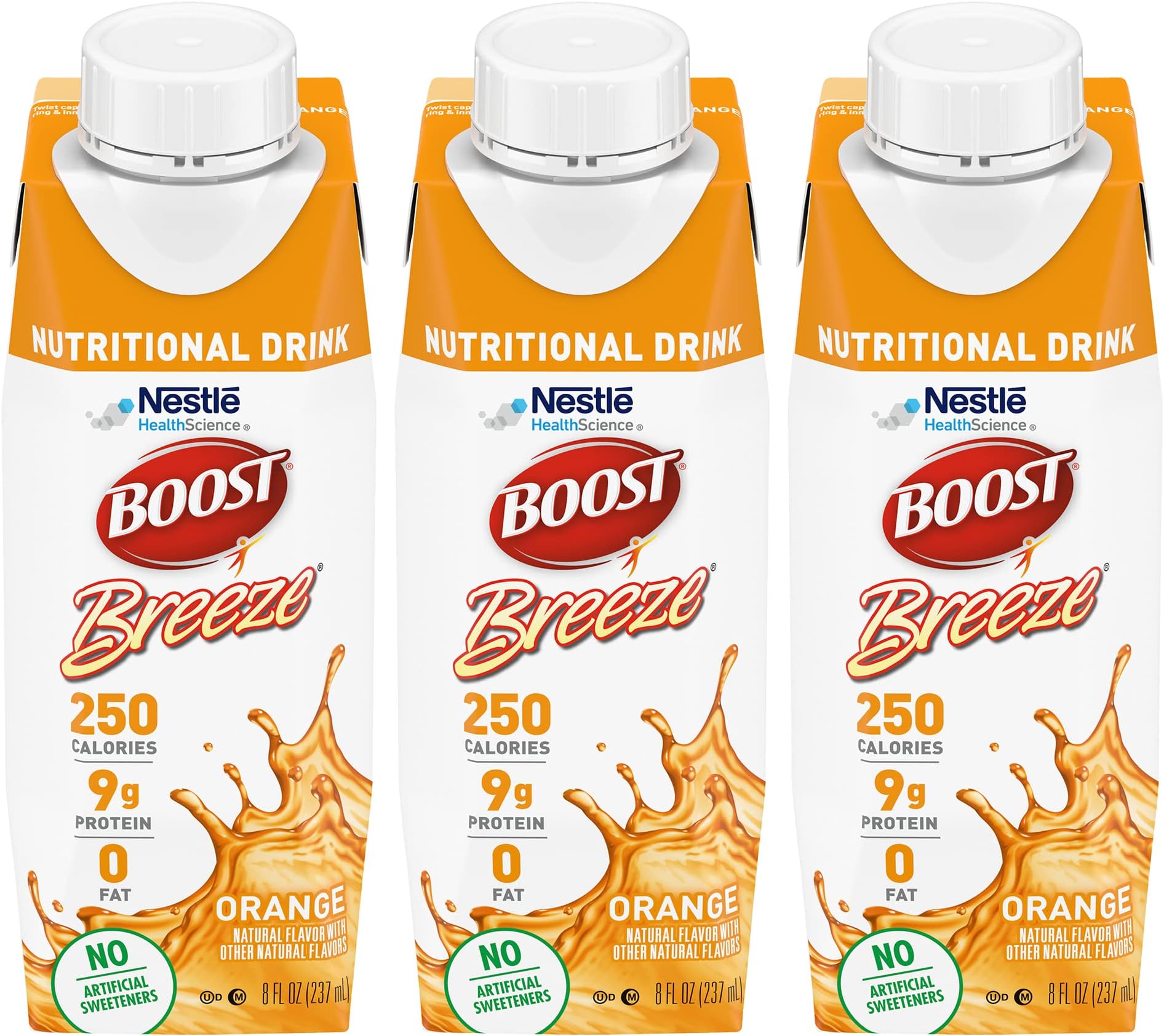 Breeze Nutritional Drink (8 Fl Oz (Pack of 3), Orange)