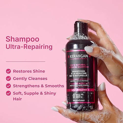 Miniatura 2 de KERARGAN - Champú de queratina ultra reparador para cabello dañado y estresado - Fortalecimiento, suavizado y protector - Sin sulfatos, sin OMG, sin
