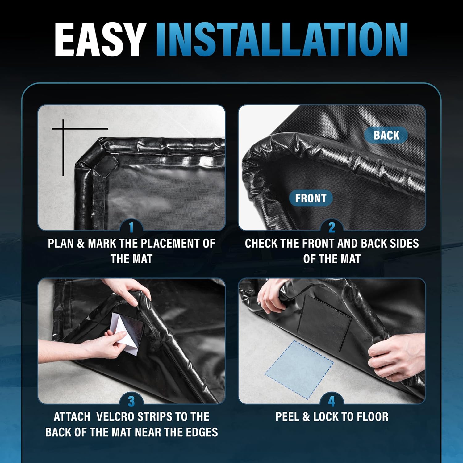 7’9" x18’ Garage Floor Mat for Under Car, Heavy Duty 610g PVC Waterproof Containment Mat with Raised Edges, Garage Car Mat for Cars SUVs and Trucks, Easy Clean Floor Protection