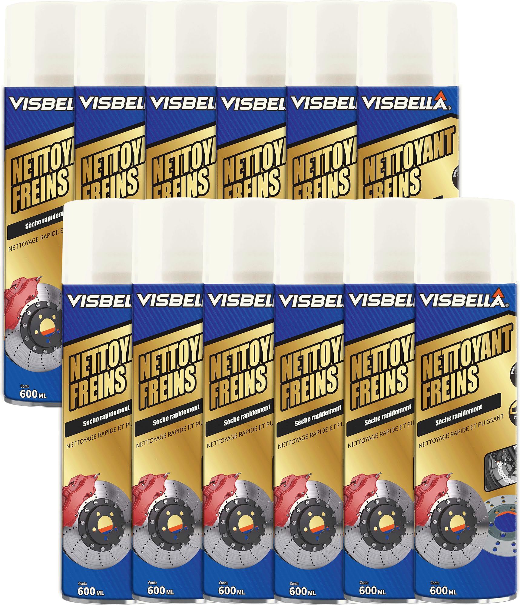 Théo Lot de 12 NETTOYANTS Freins 600 ML, Nettoyant pour Freins Voiture/Moto, Brake - Cleaner, Super-Dégraissant, Ultra-Efficace, Rapide et Puissant