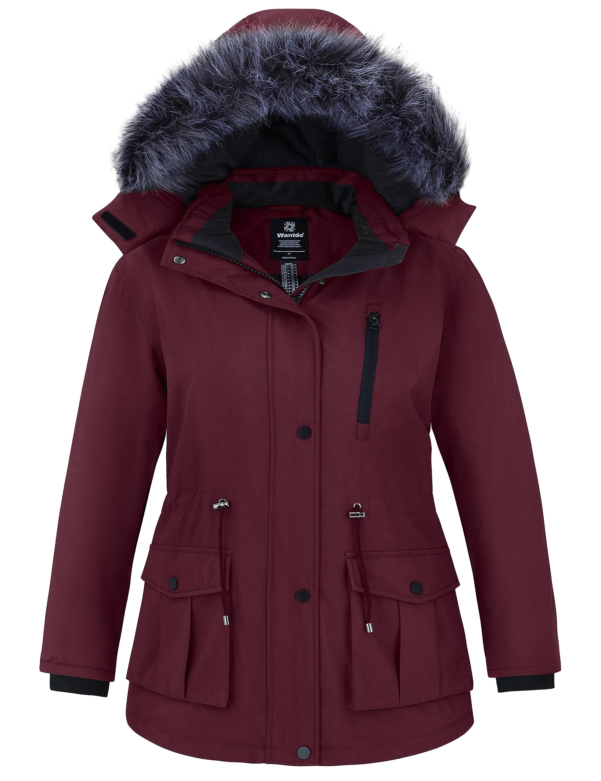 wantdo Women's Plus Size Winter Coat Waterproof Puffer Jacket